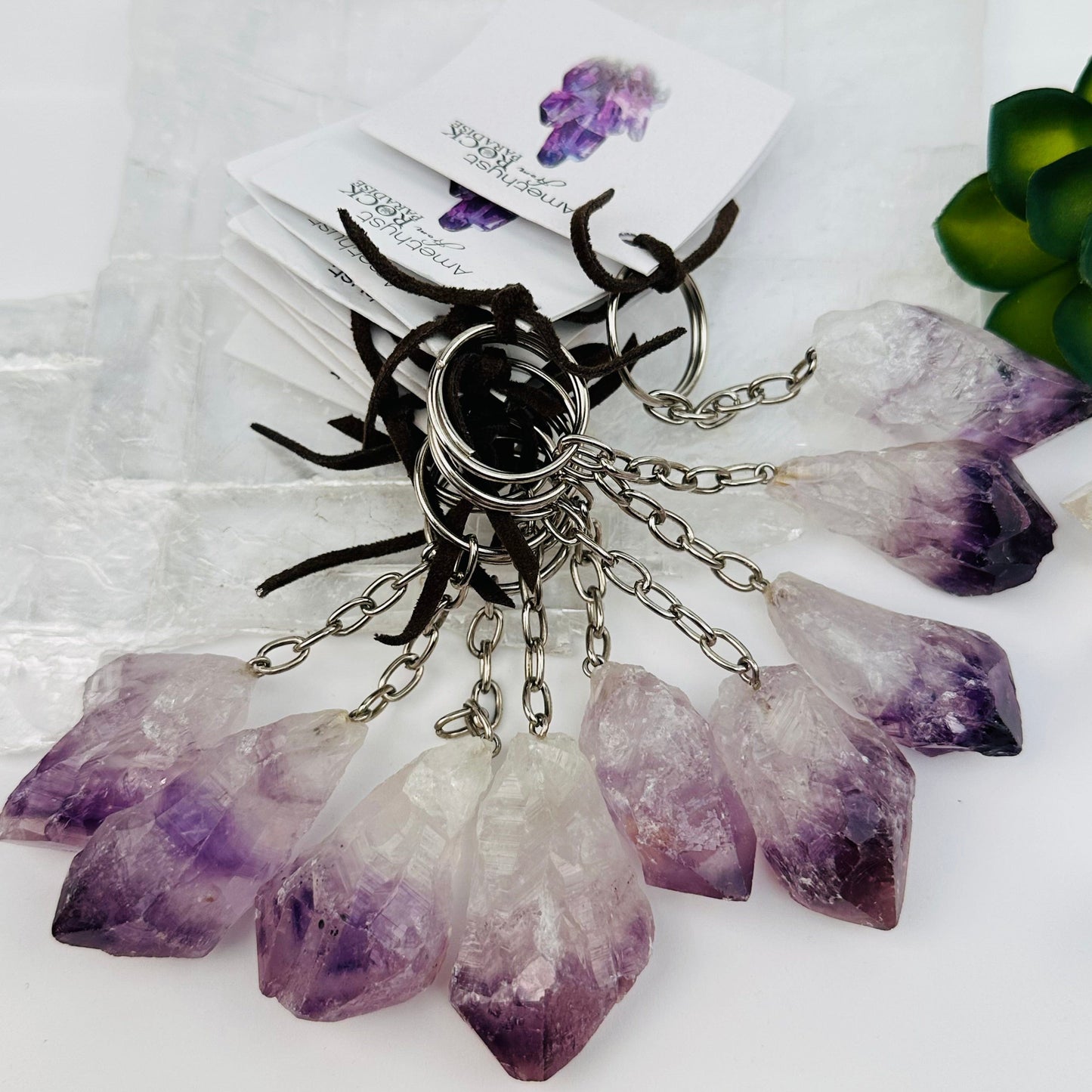crystal key chains available in amethyst