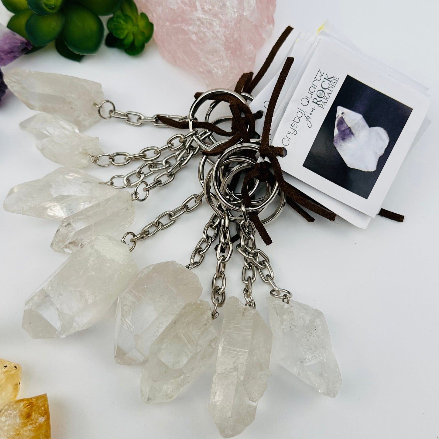 crystal key chains available in crystal quartz