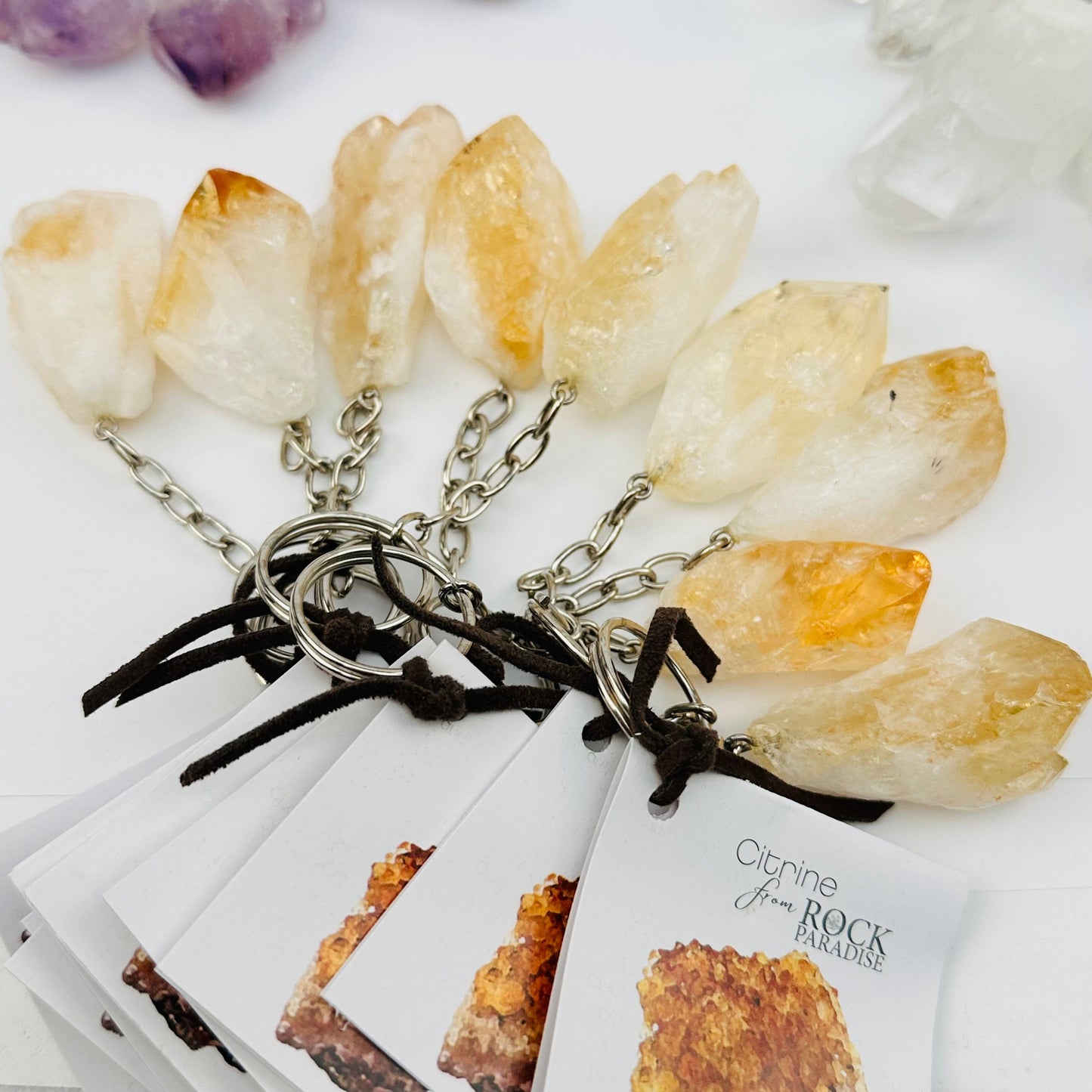 crystal key chains available in citrine 