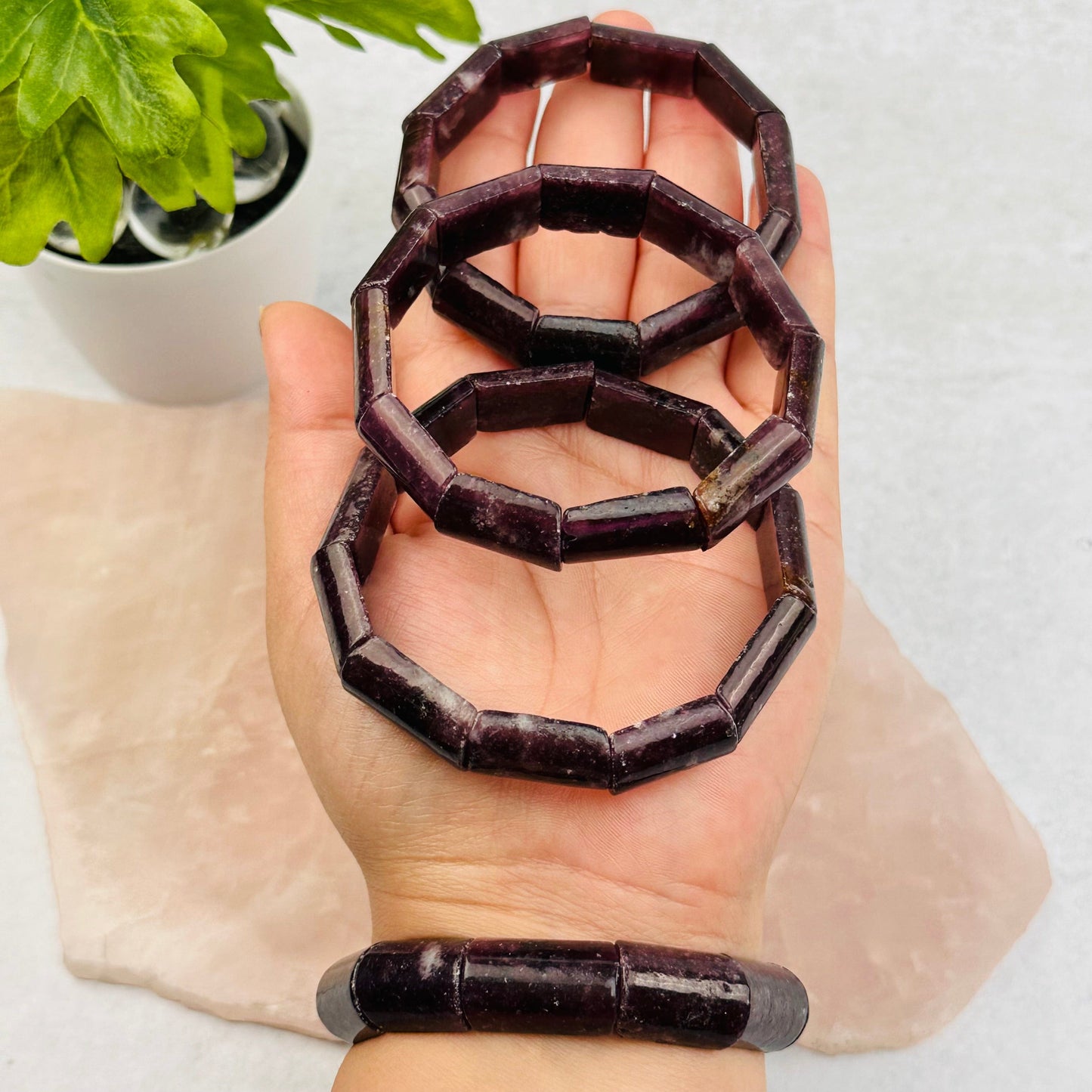 bracelets in hand for size reference 