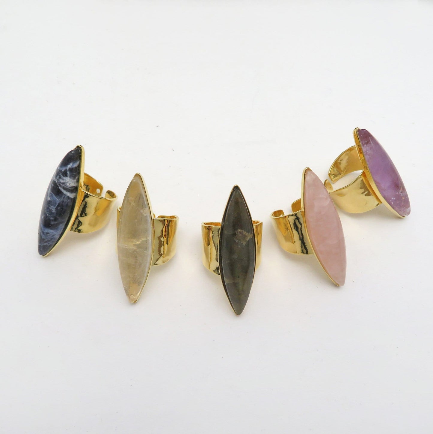 5 stone rings in a row