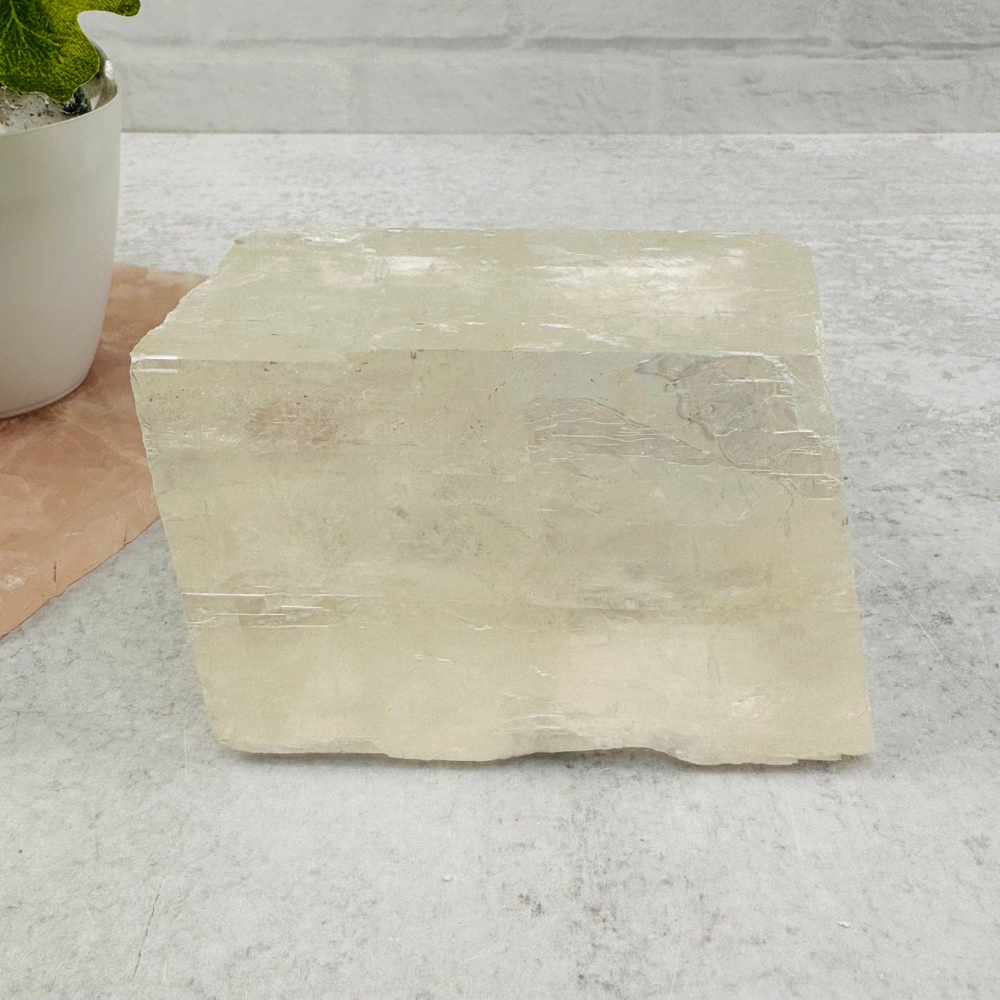 calcite cube displayed as home decor 