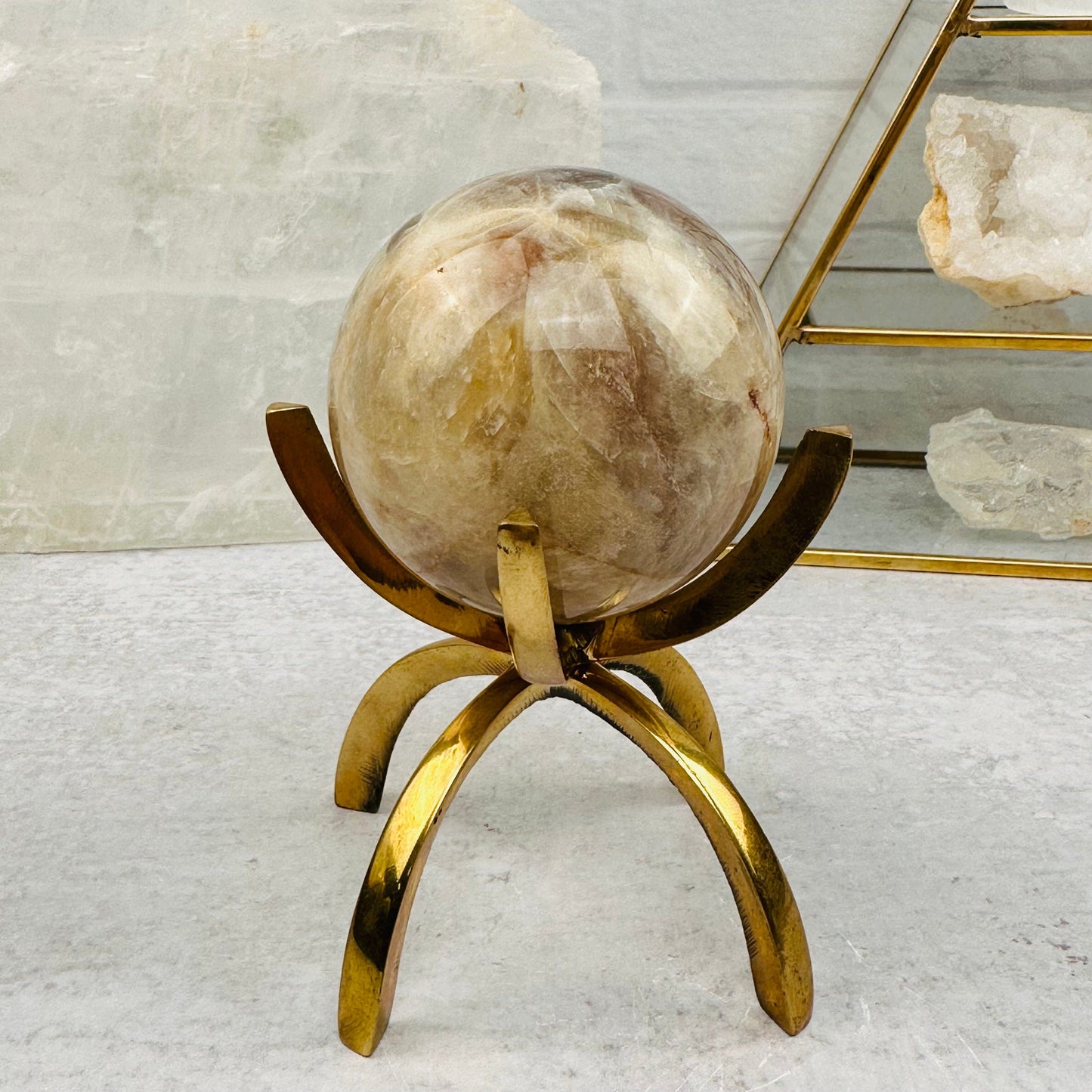 Cream Moonstone Sphere displayed as home decor 
