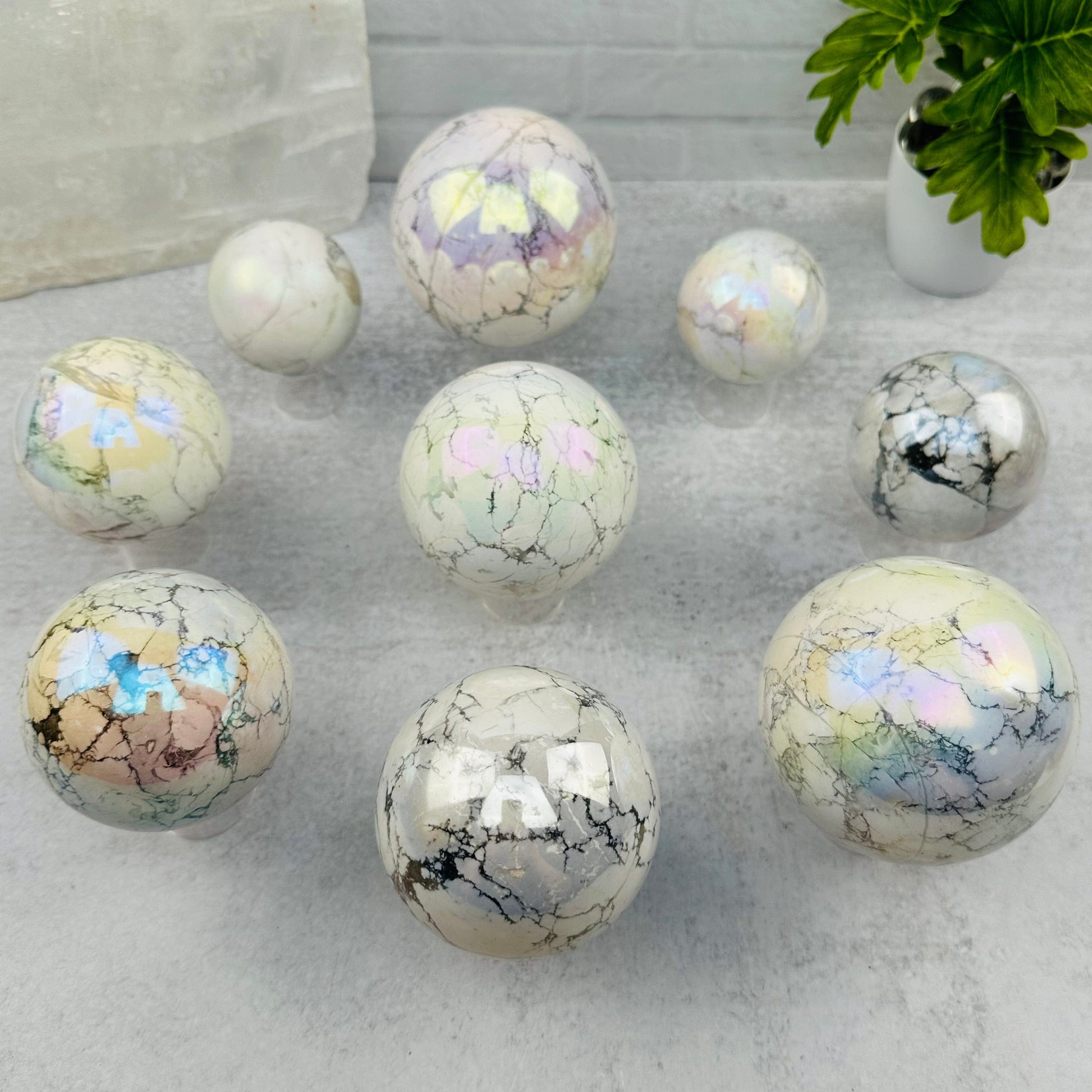 White Howlite Angel Aura Polished Spheres - By Weight
