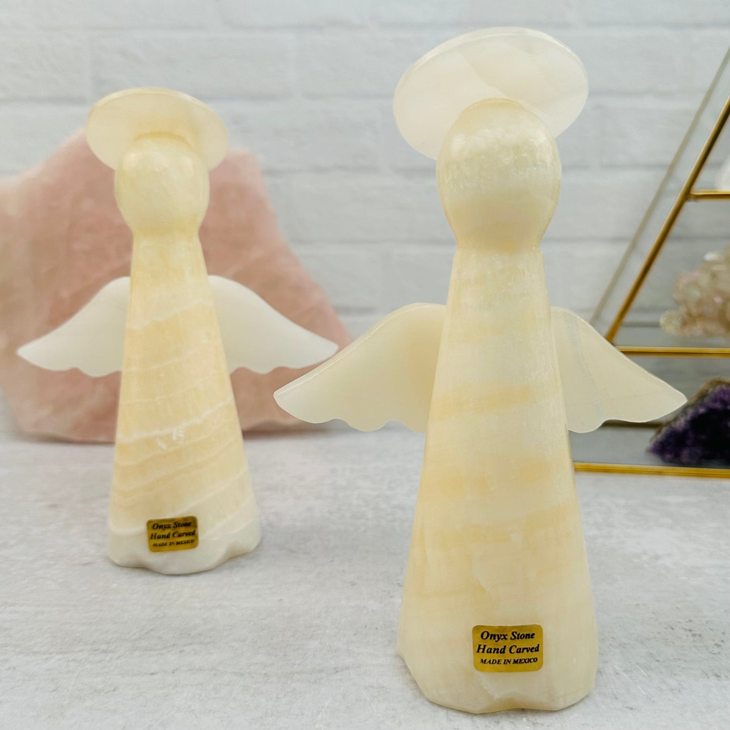  Mexican Onyx Angel - Carved Stone displayed as home decor 