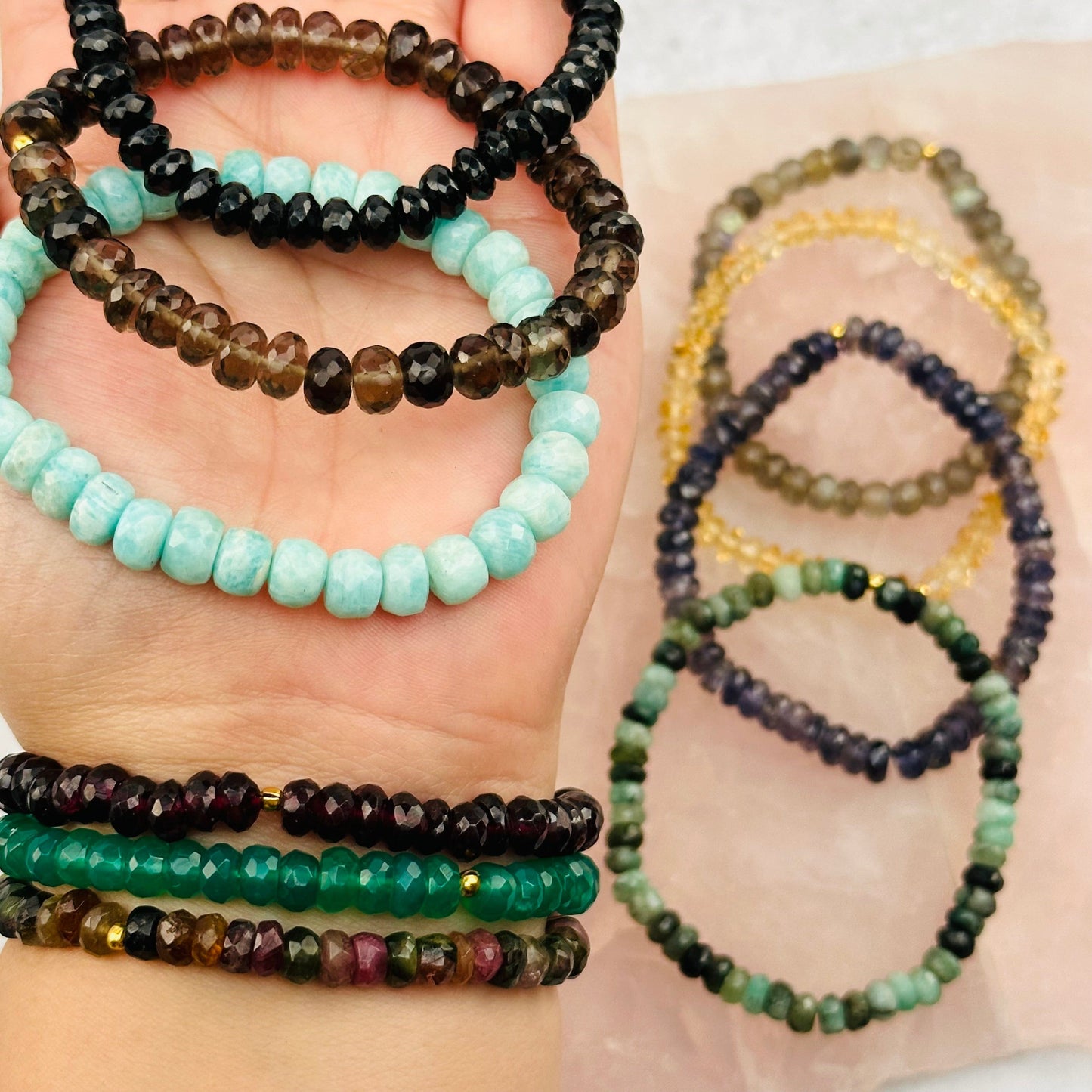bracelets in hand for size reference 