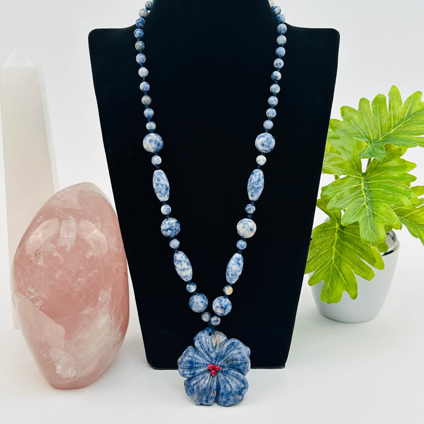 flower necklace available in sodalite