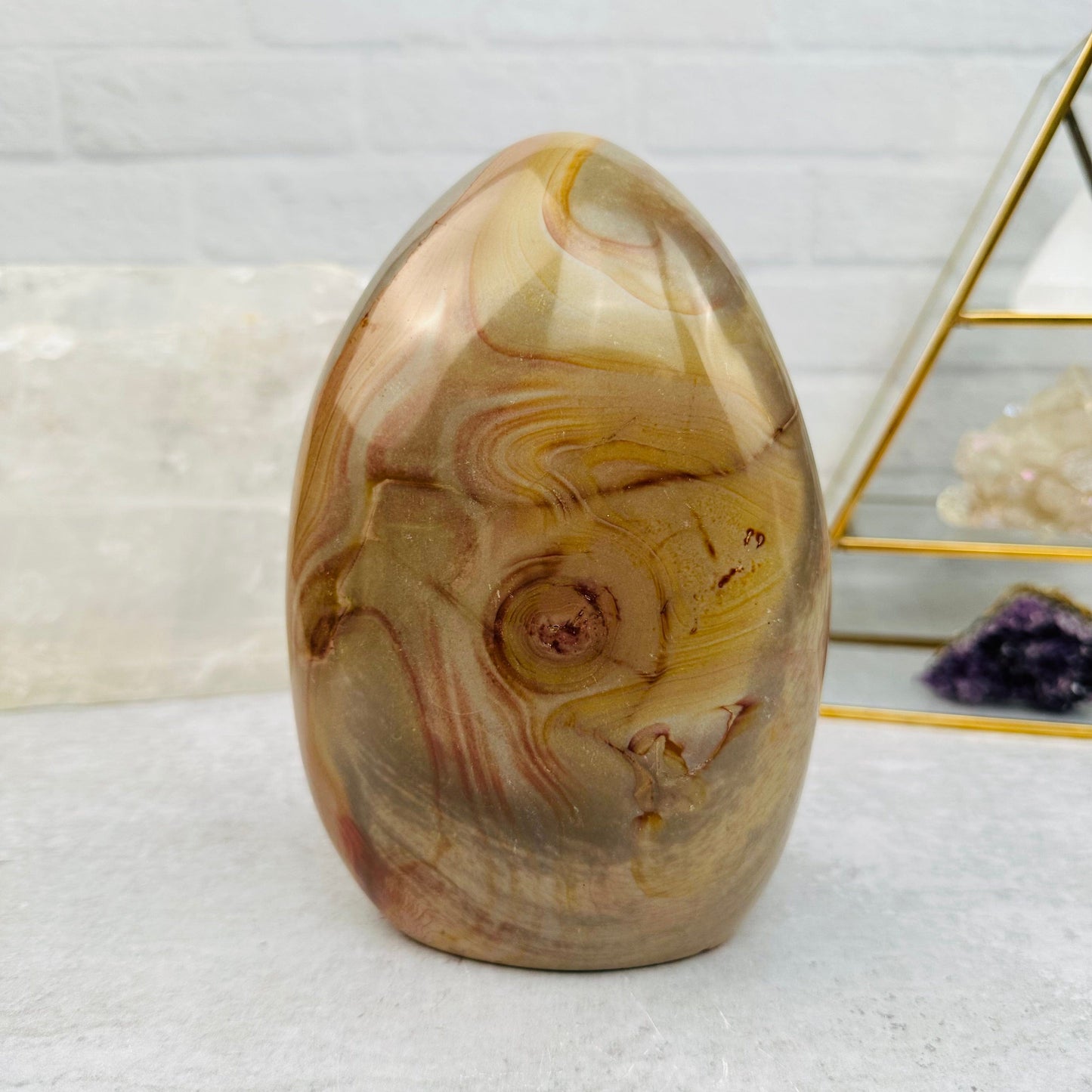 Polychrome Jasper Cut Base displayed as home decor 