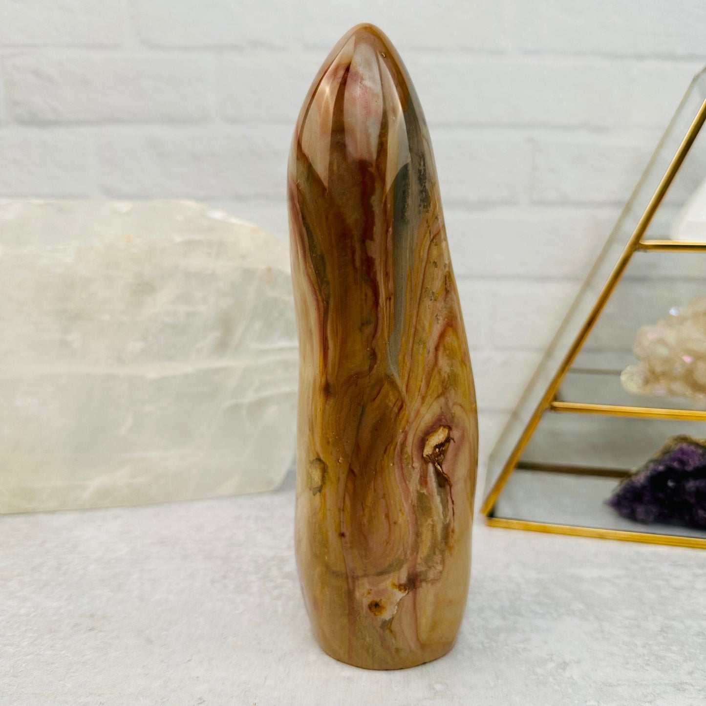 Polychrome Jasper Cut Base displayed as home decor 