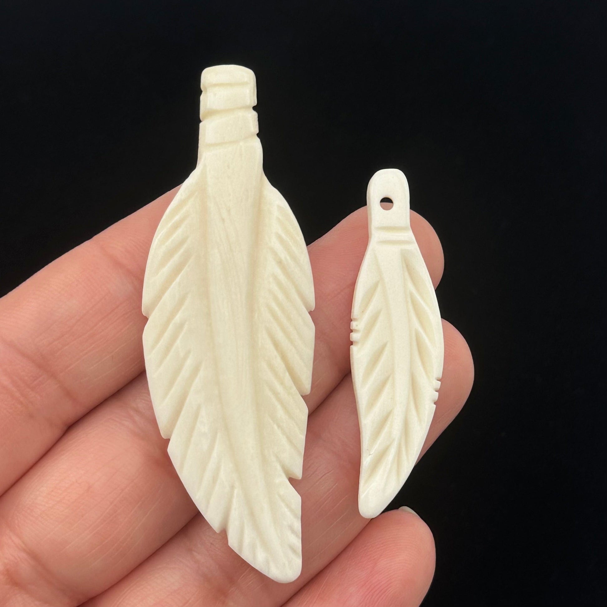 close up of the engraved details on these beads 