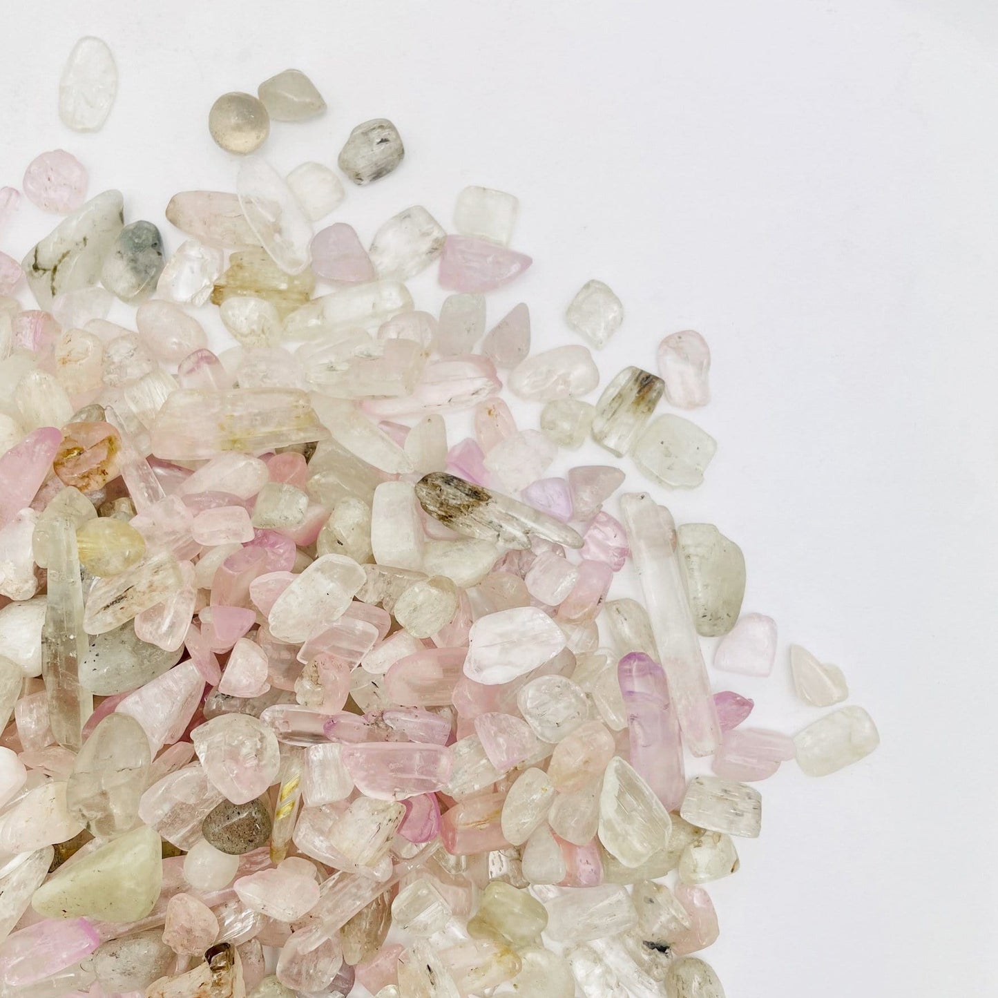 Kunzite 1lb Chips in a pile