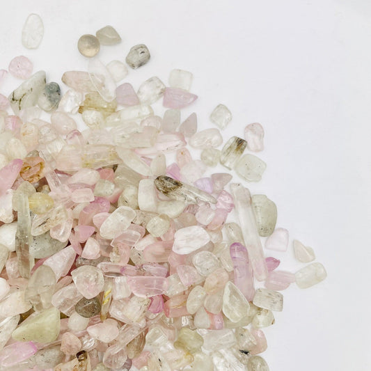 Kunzite 1lb Chips in a pile