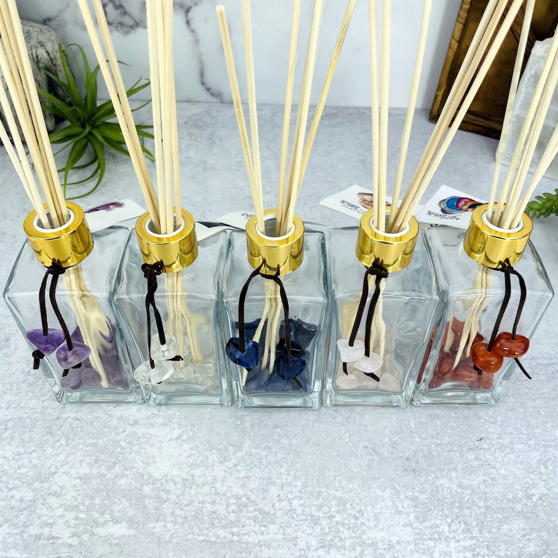 Tumbled Stone Diffuser Bottle--top shot view of height and width of glass bottle.