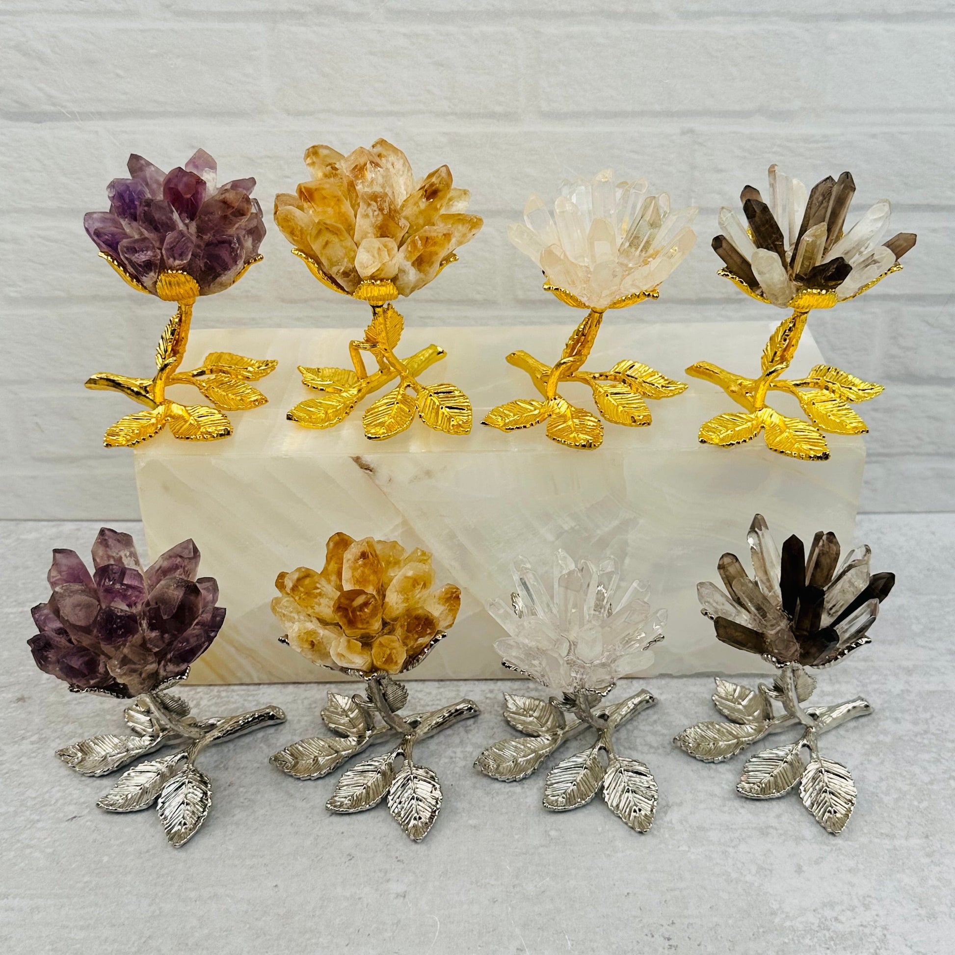 roses come in silver or gold toned bases 