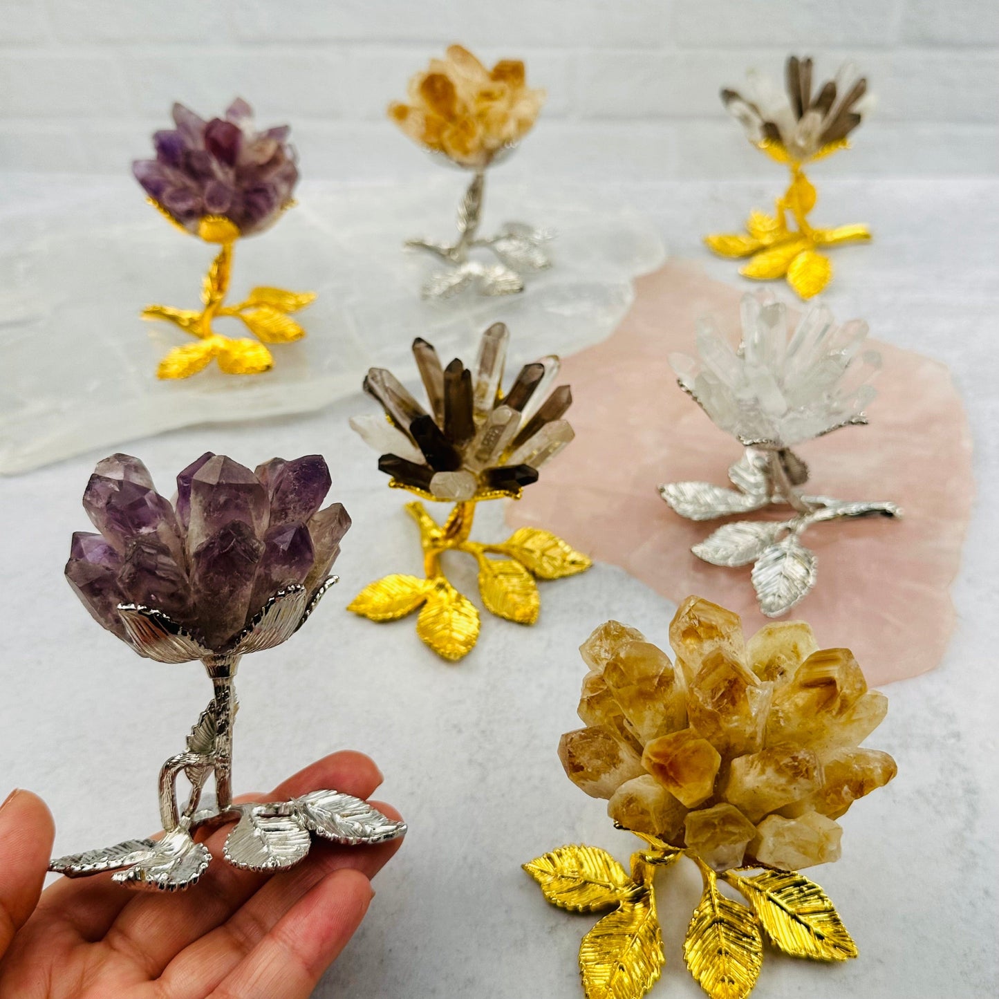 Gemstone Point Roses - You Choose Stone -