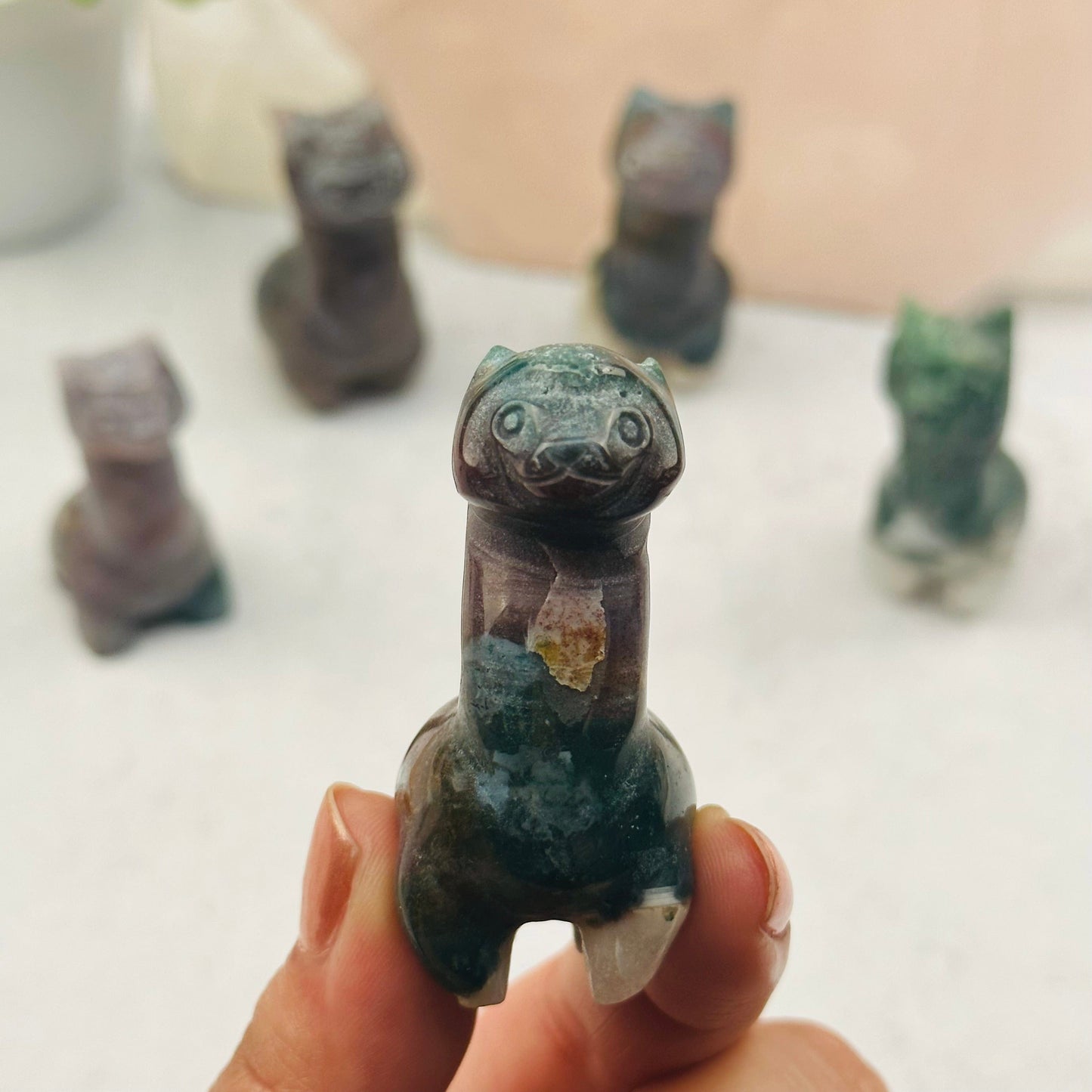 close up of the carved details on these alpaca 