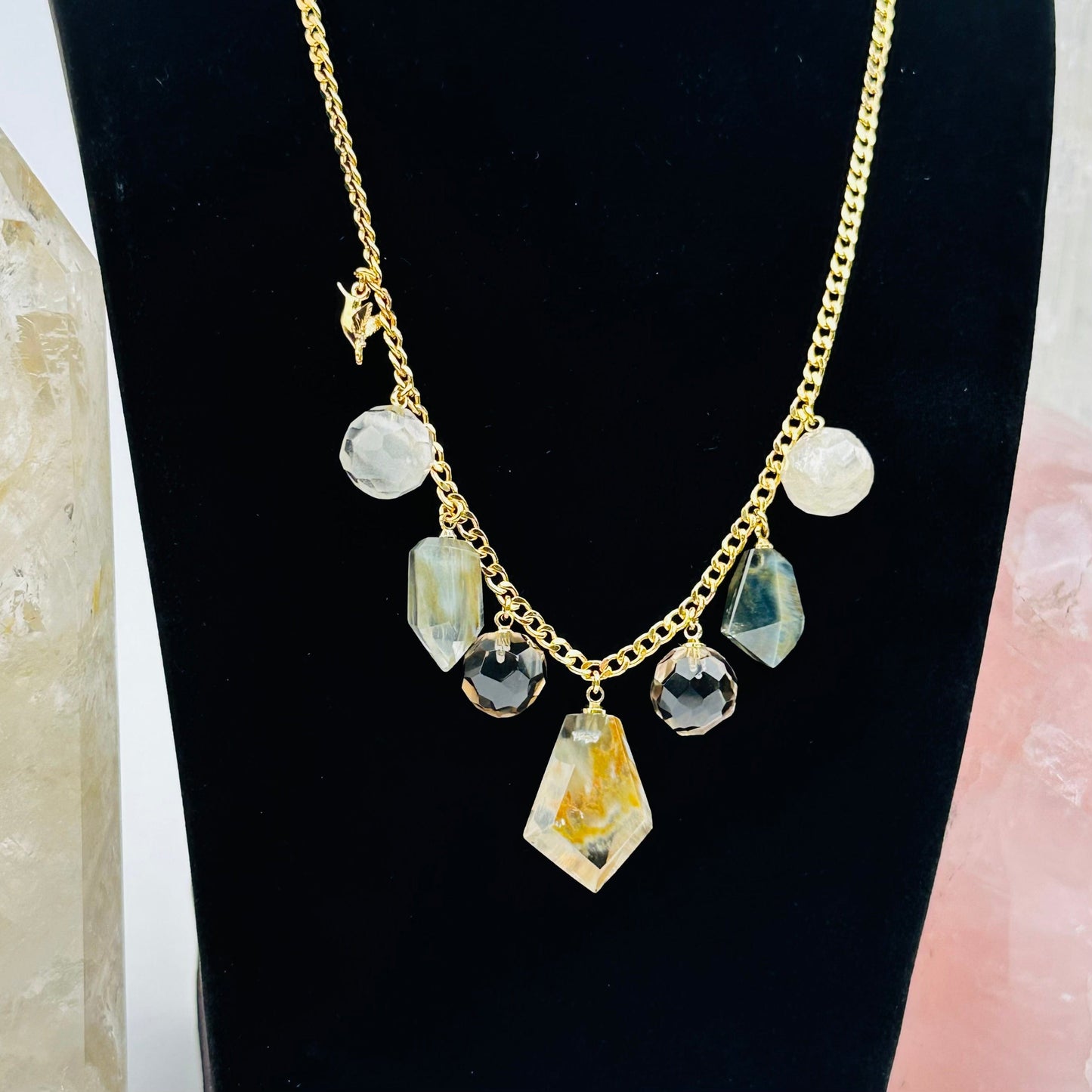 close up of the details on this crystal necklace 