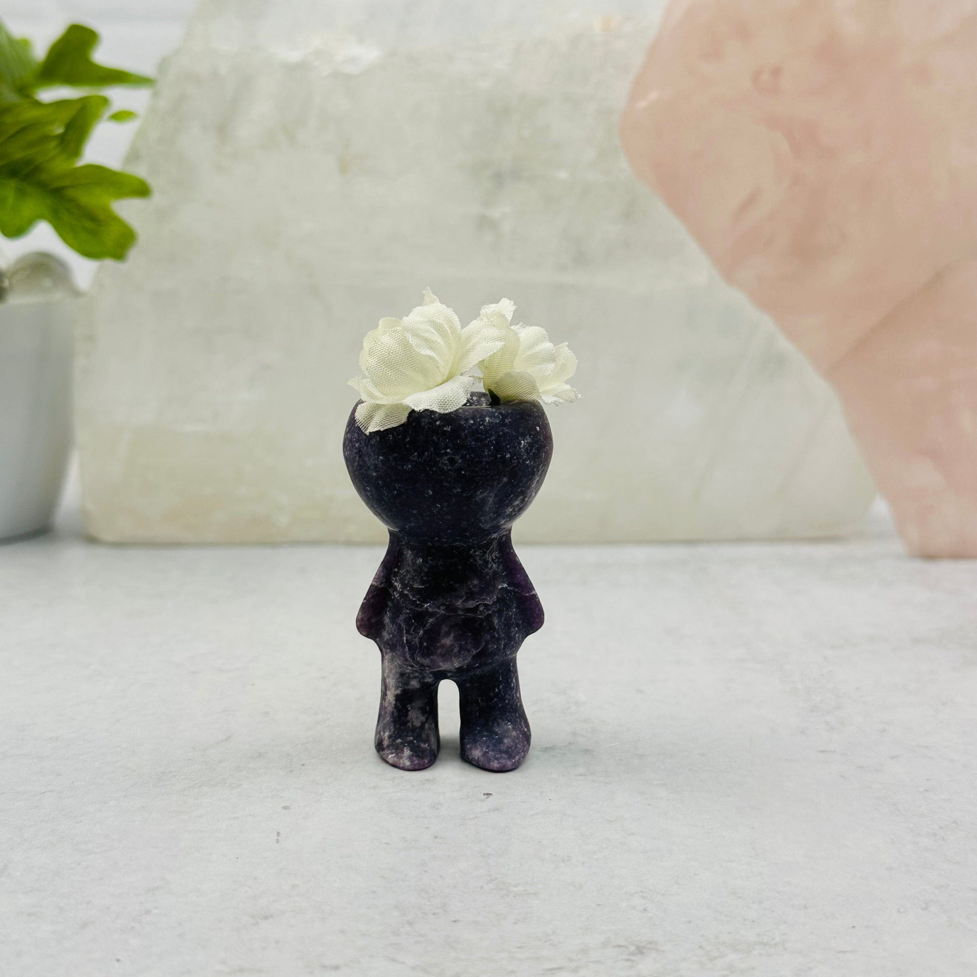 Carved Gemstone Mini Plant Holder displayed as home decor 