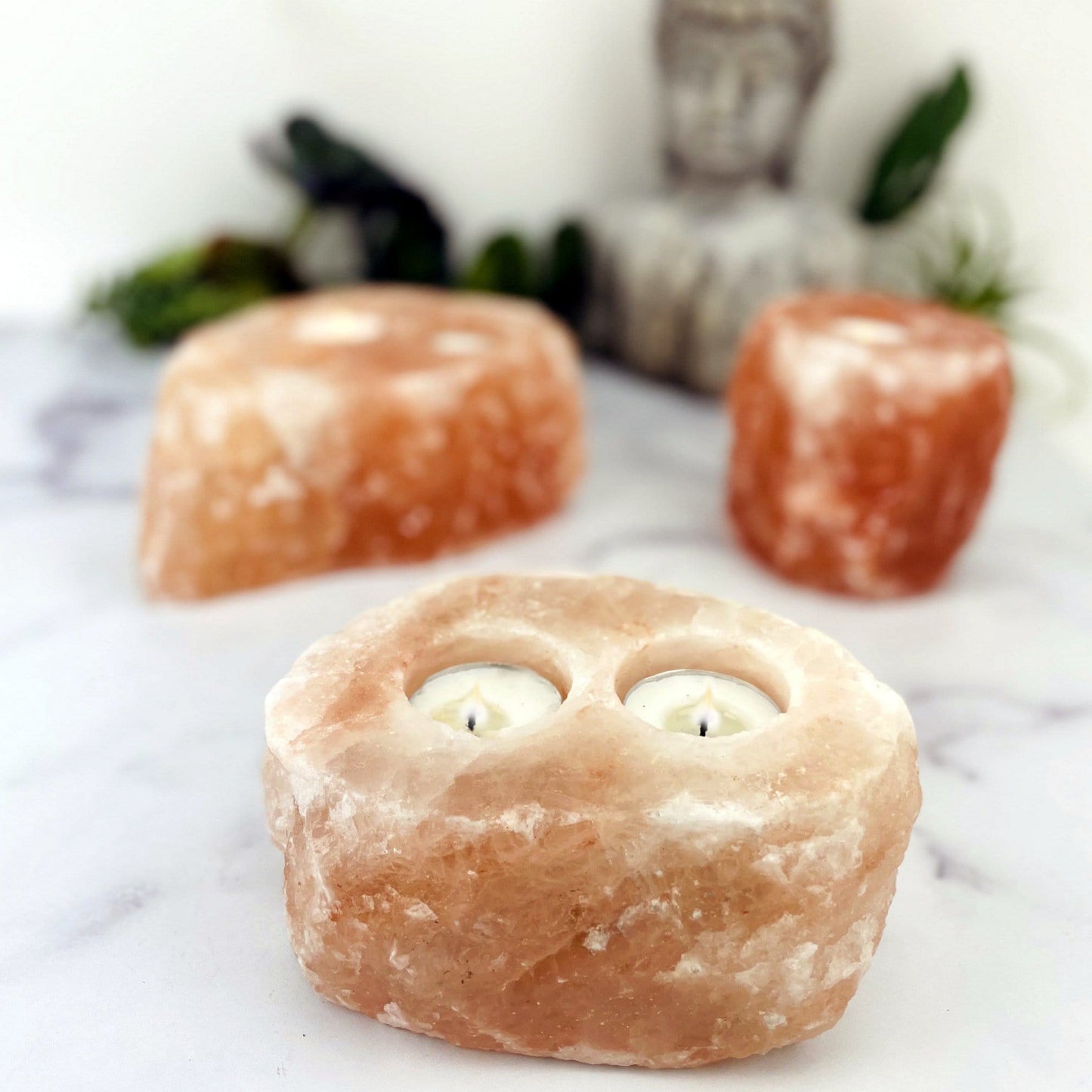 Himalayan Salt Candle Holder with 2 holes