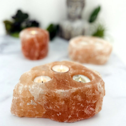 Himalayan Salt Candle Holder with 3 holes