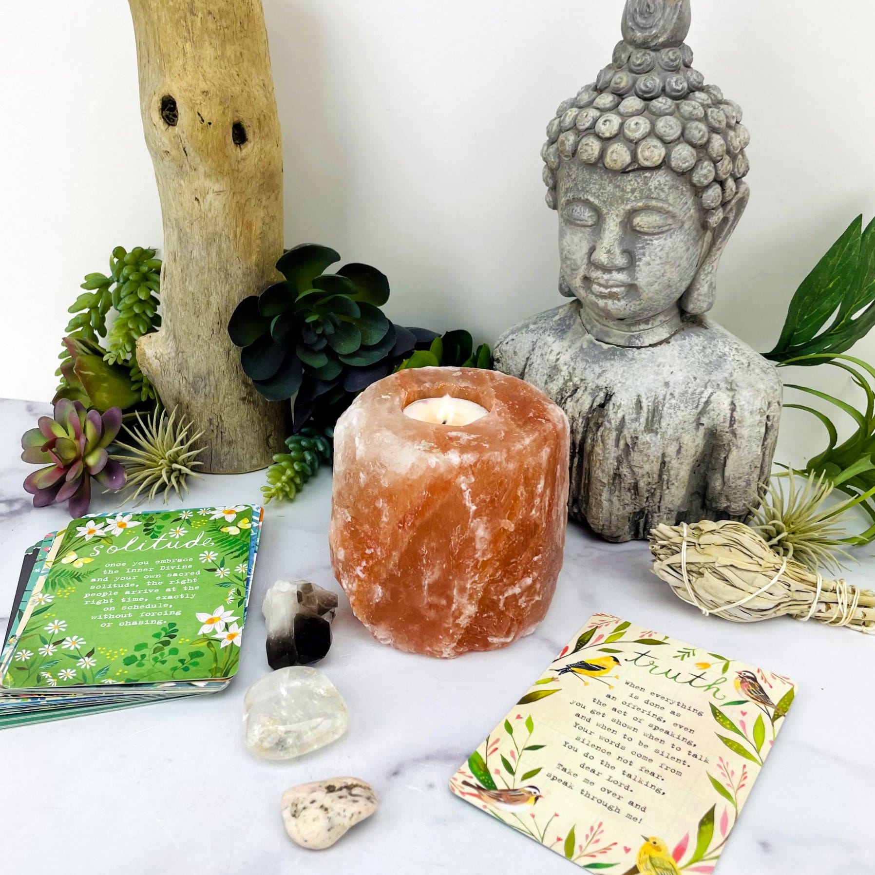 Himalayan Salt Candle Holder on display