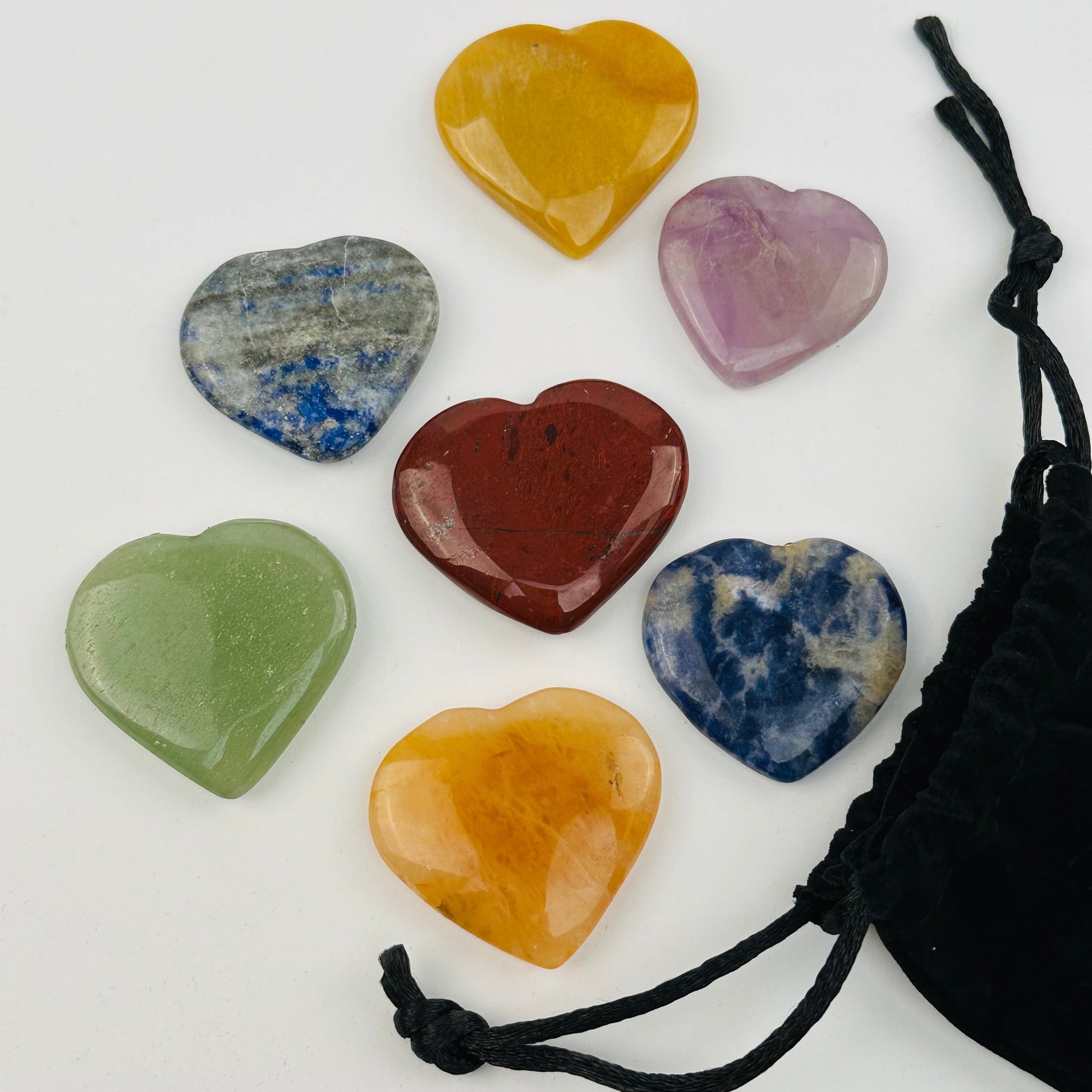 set comes with seven chakra hearts 