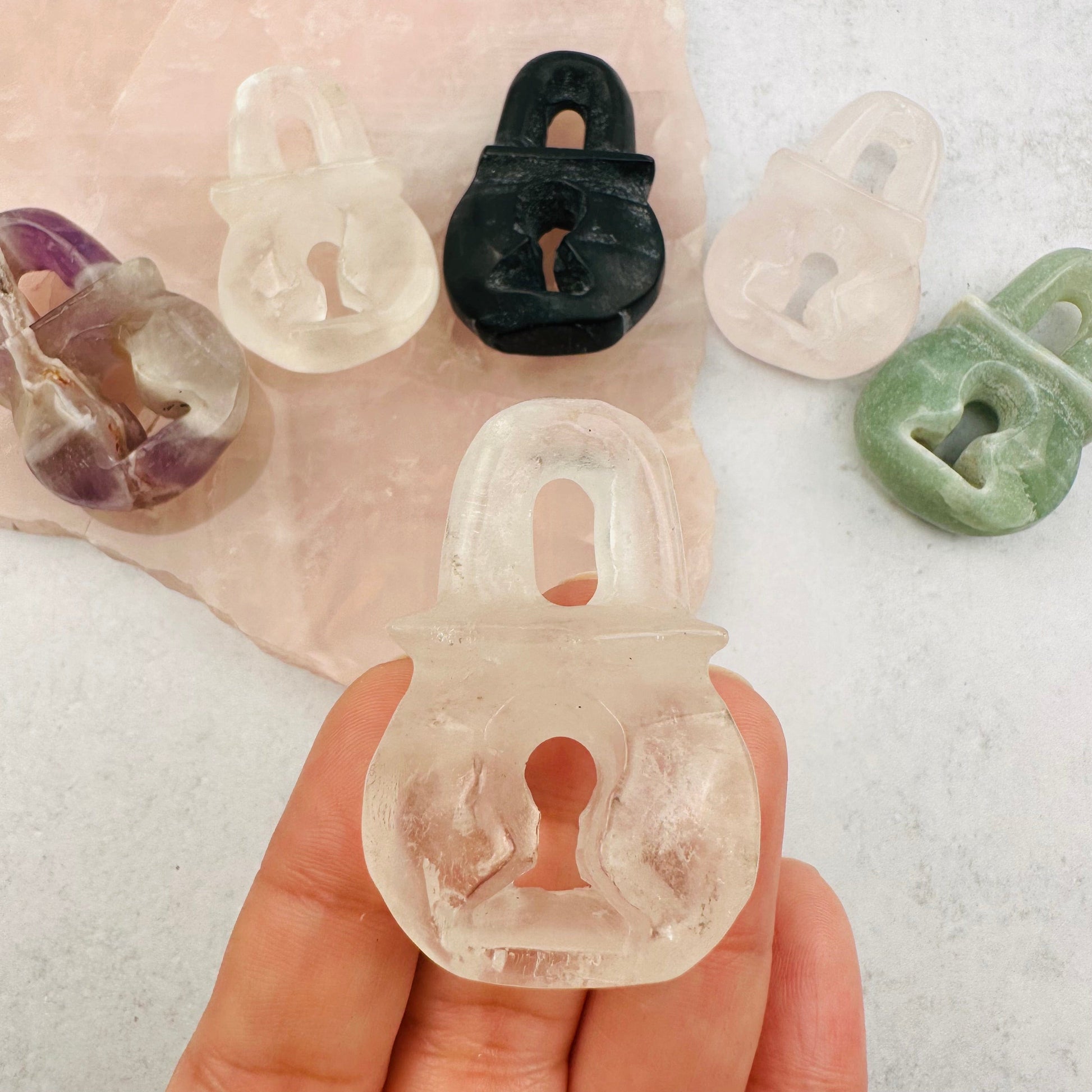 Carved Gemstone Lock - You Choose Stone