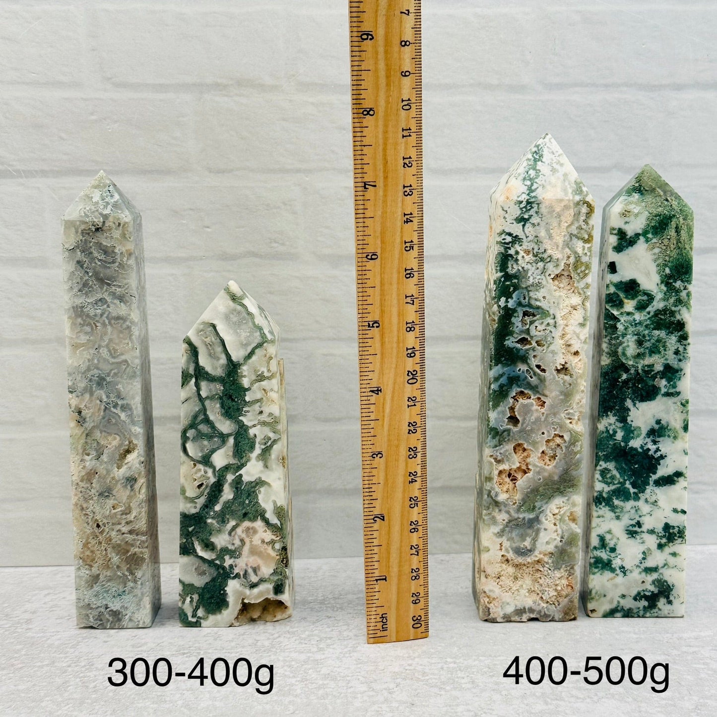 Moss Agate Obelisk Crystal Point - By Weight -