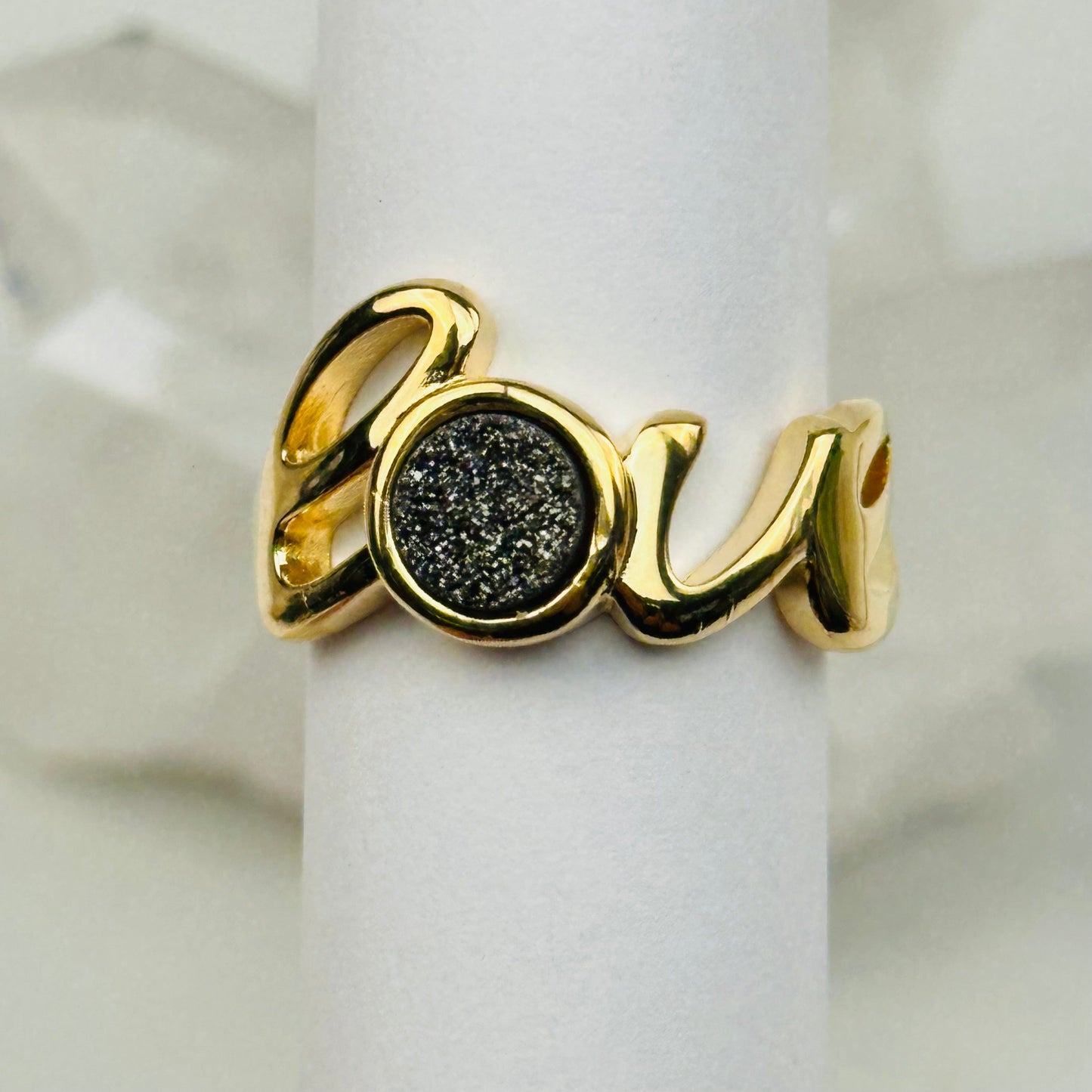 close up of the details on these crytsal rings 