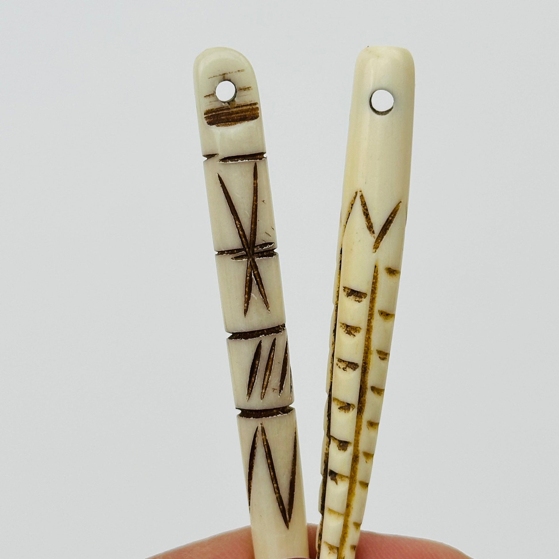 close up of the drilled holes on these beads 