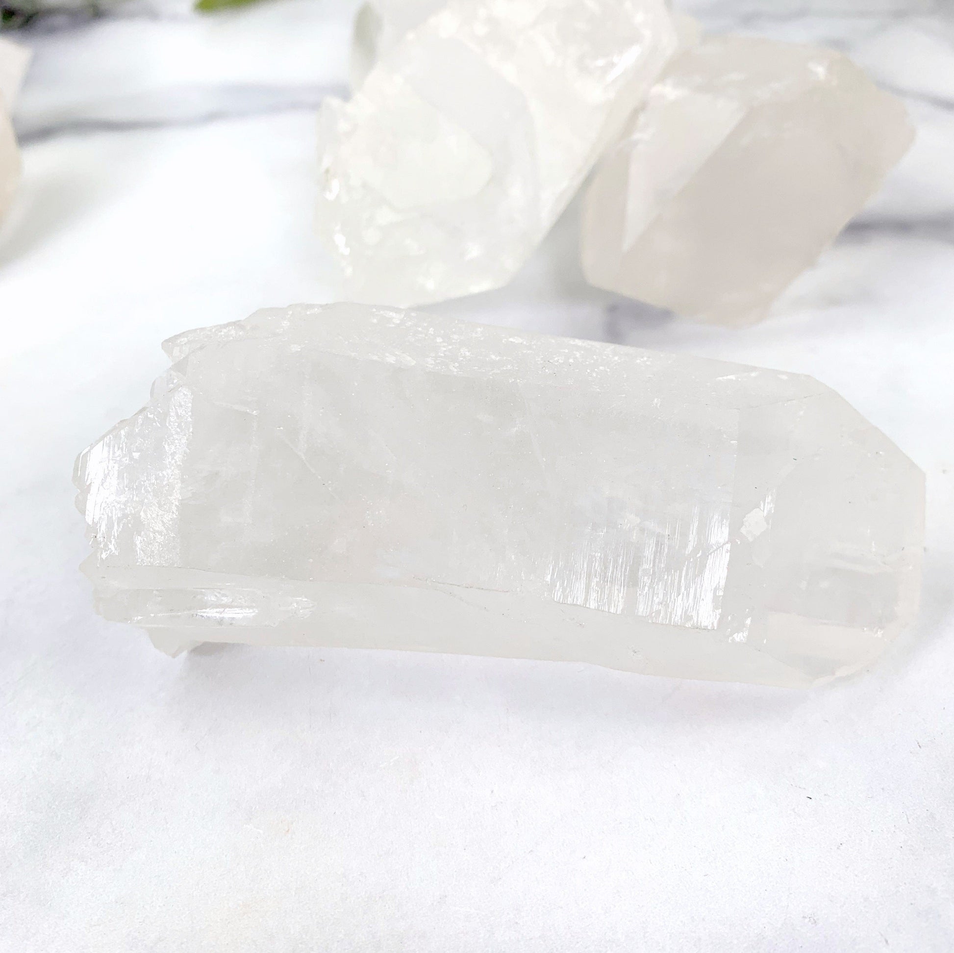 close up of single lemurian crystal