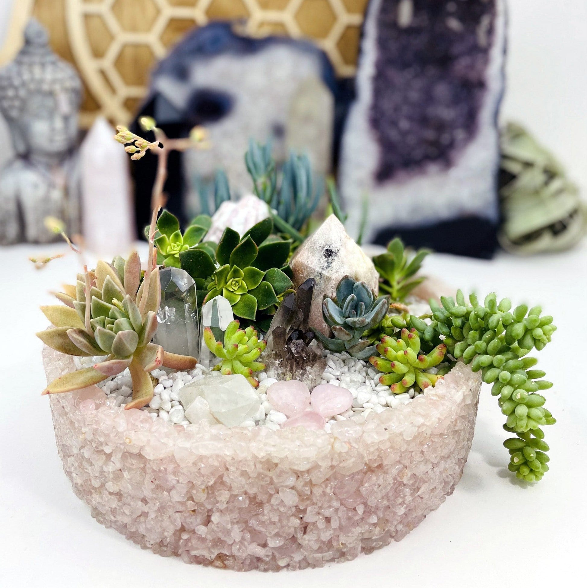 Tumbled Stone Bowl  - close up of crystal one