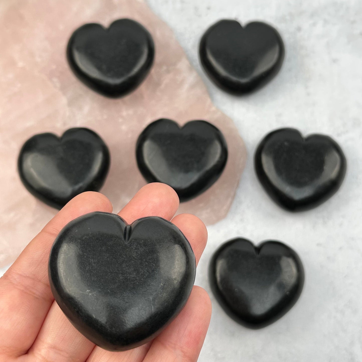  Shungite Heart in hand for size reference 