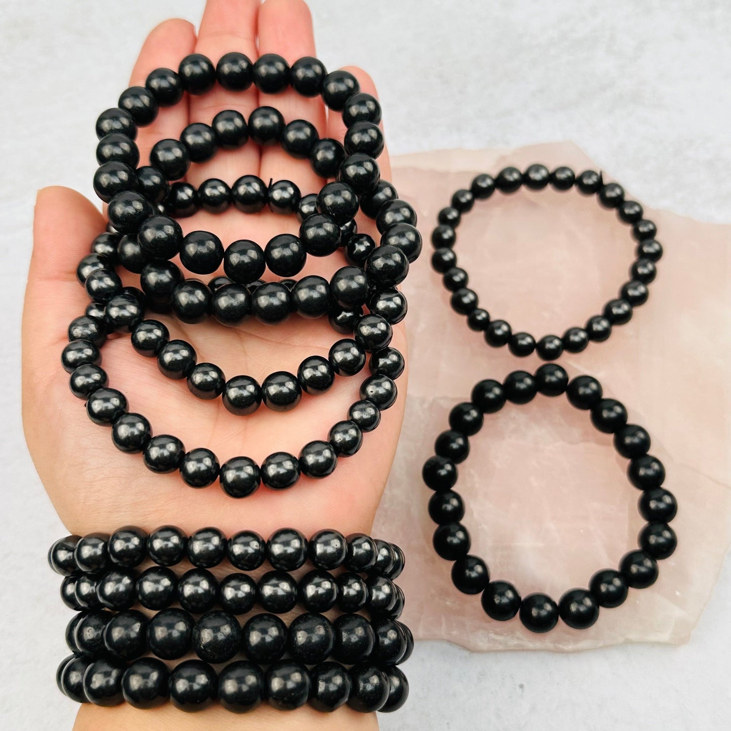 multiple bracelets displayed to show the differences in the sizes 