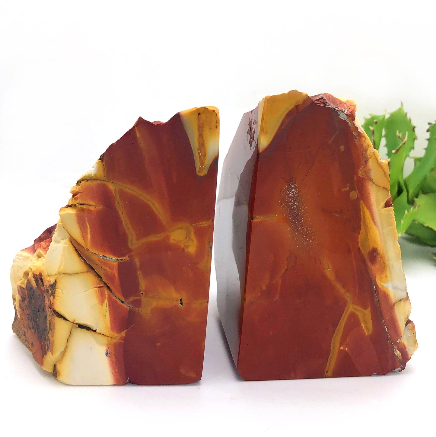 Mookaite Bookend set up close to show texture inclusions and color characteristics