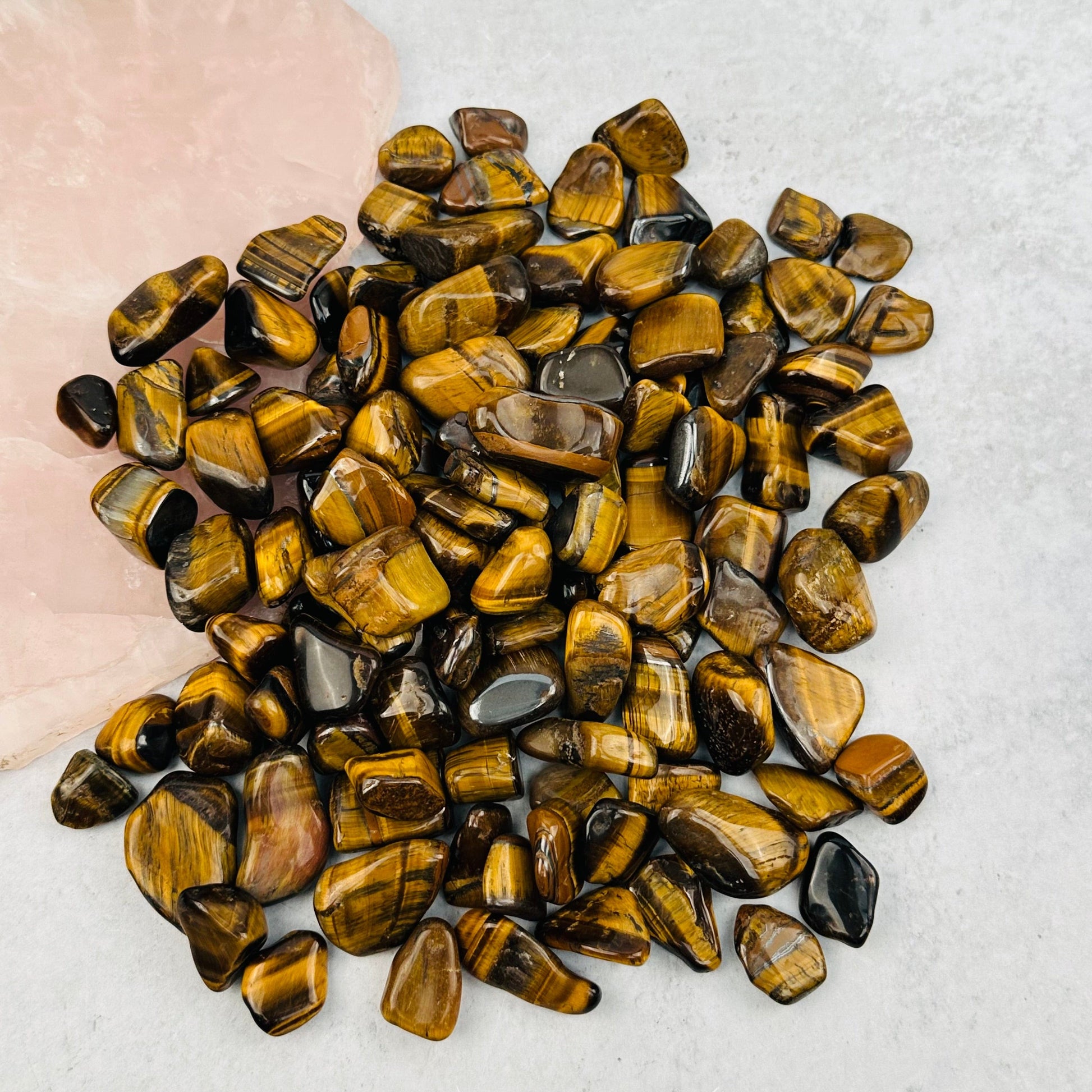 1 lb Bag Tiger Eye Chips Medium Tumbled Stones