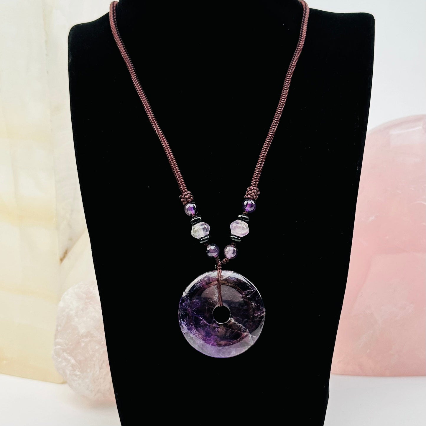 Round Disk Crystal Necklace available in seven minerals in one