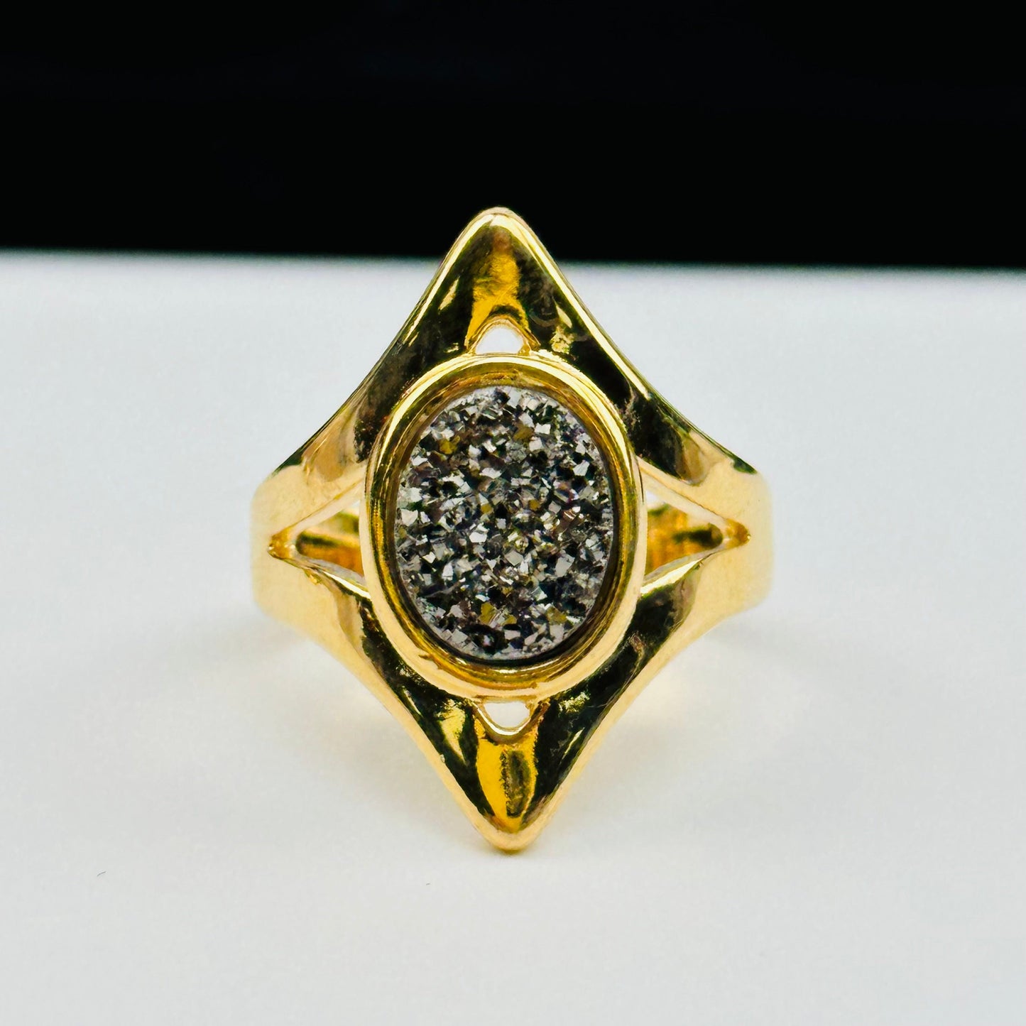 close up of the details on these gemstone rings 