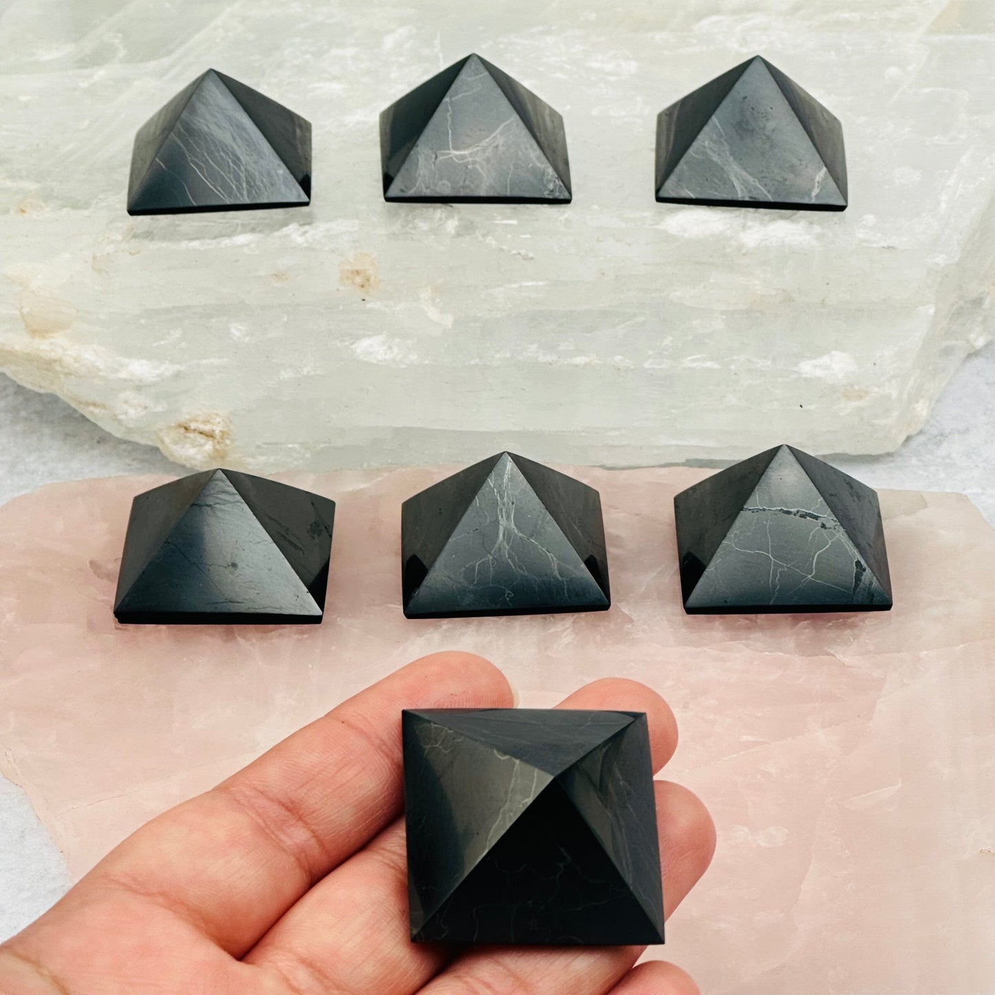 multiple pyramids displayed to show the differences in the natural patterns 