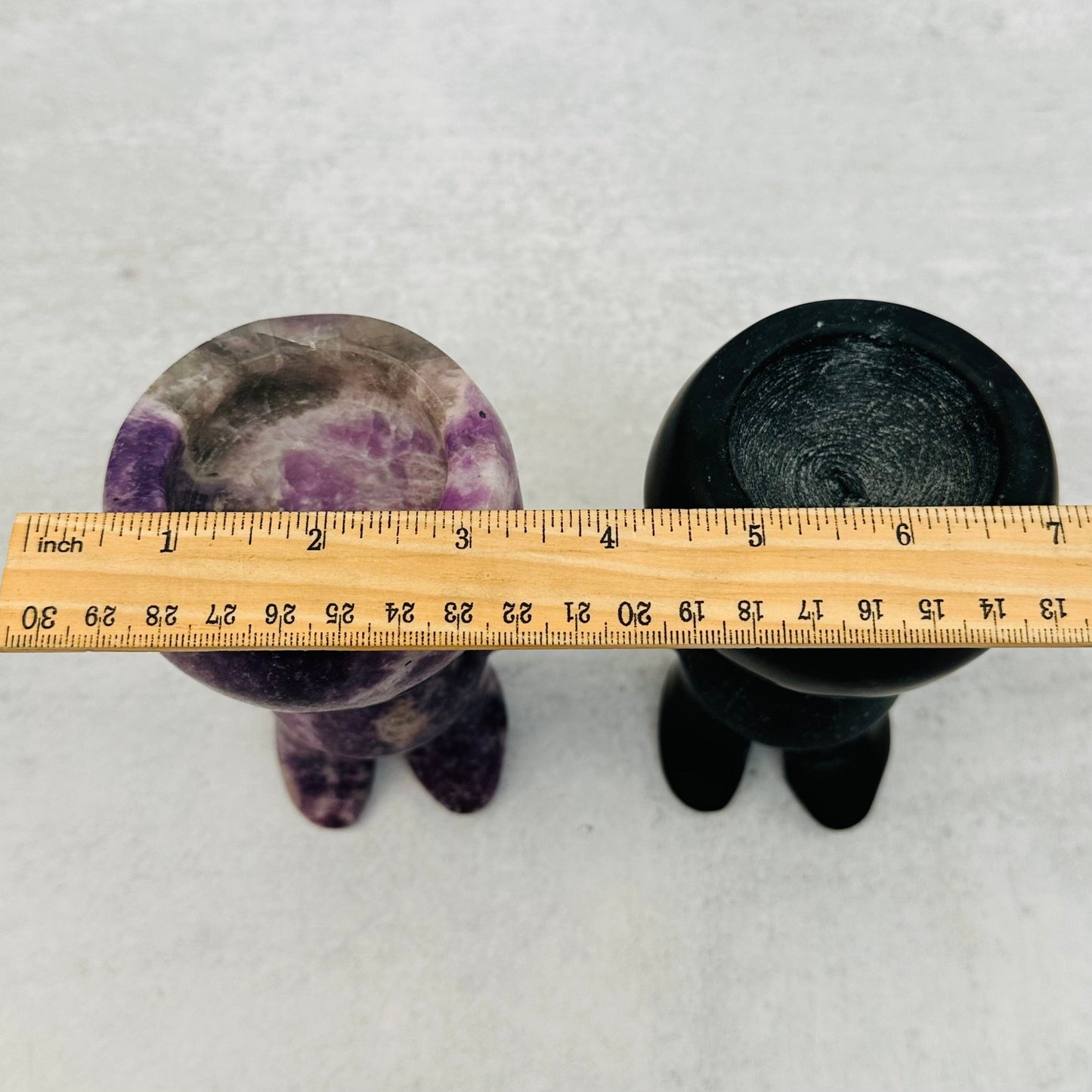ruler next to the open top for size reference 