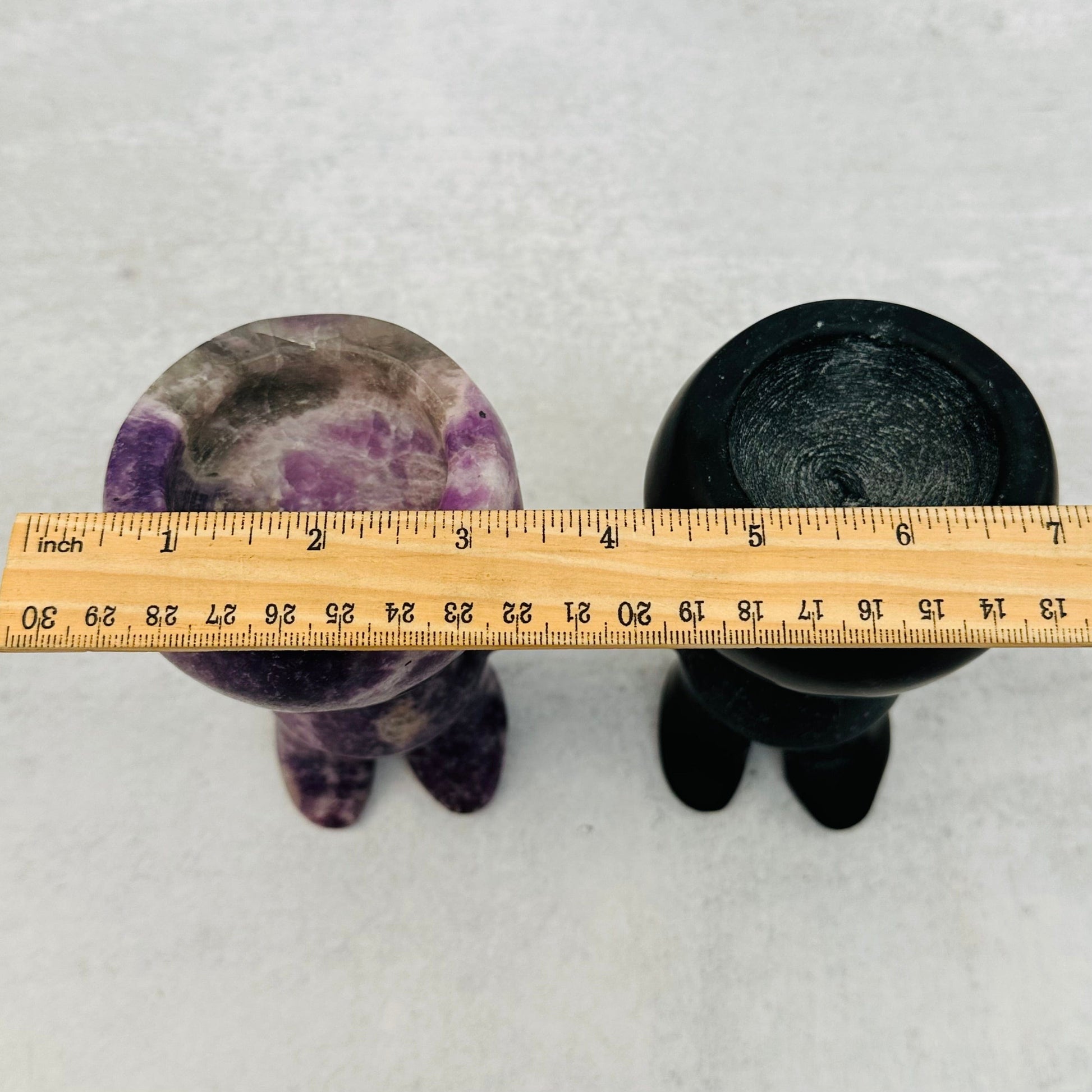 ruler next to the open top for size reference 