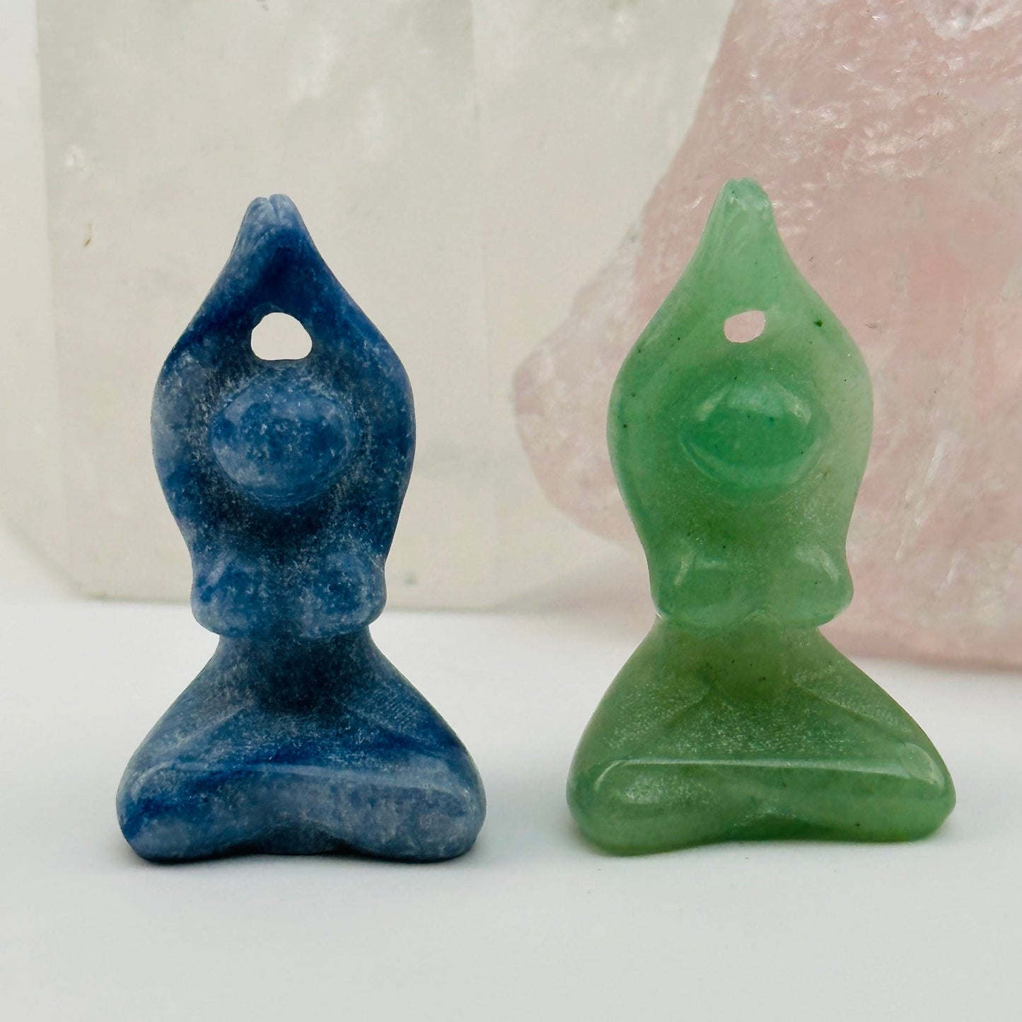 gemstone goddess available in blue quartz and green aventurine