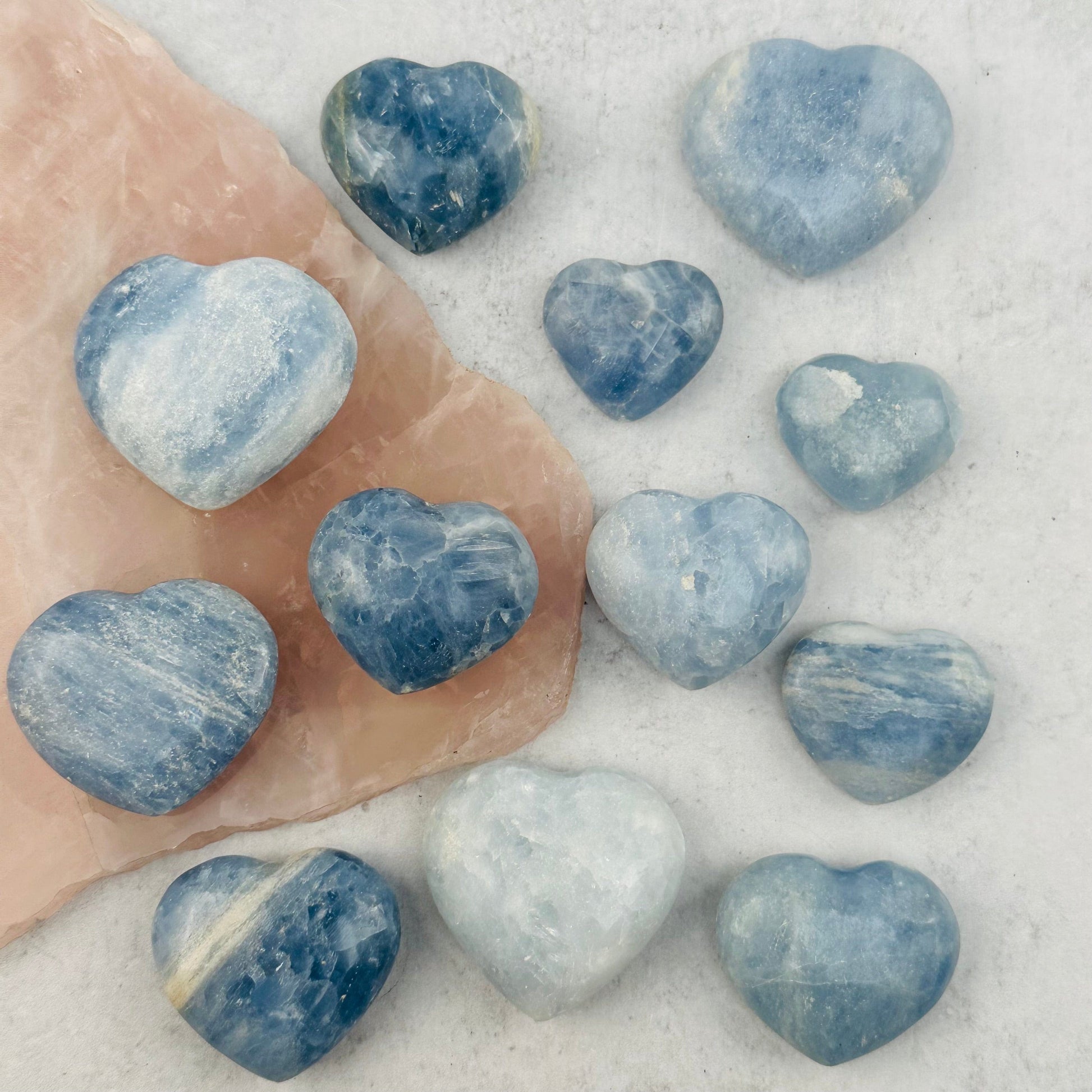 multiple hearts displayed to show the differences in the sizes and color shades 