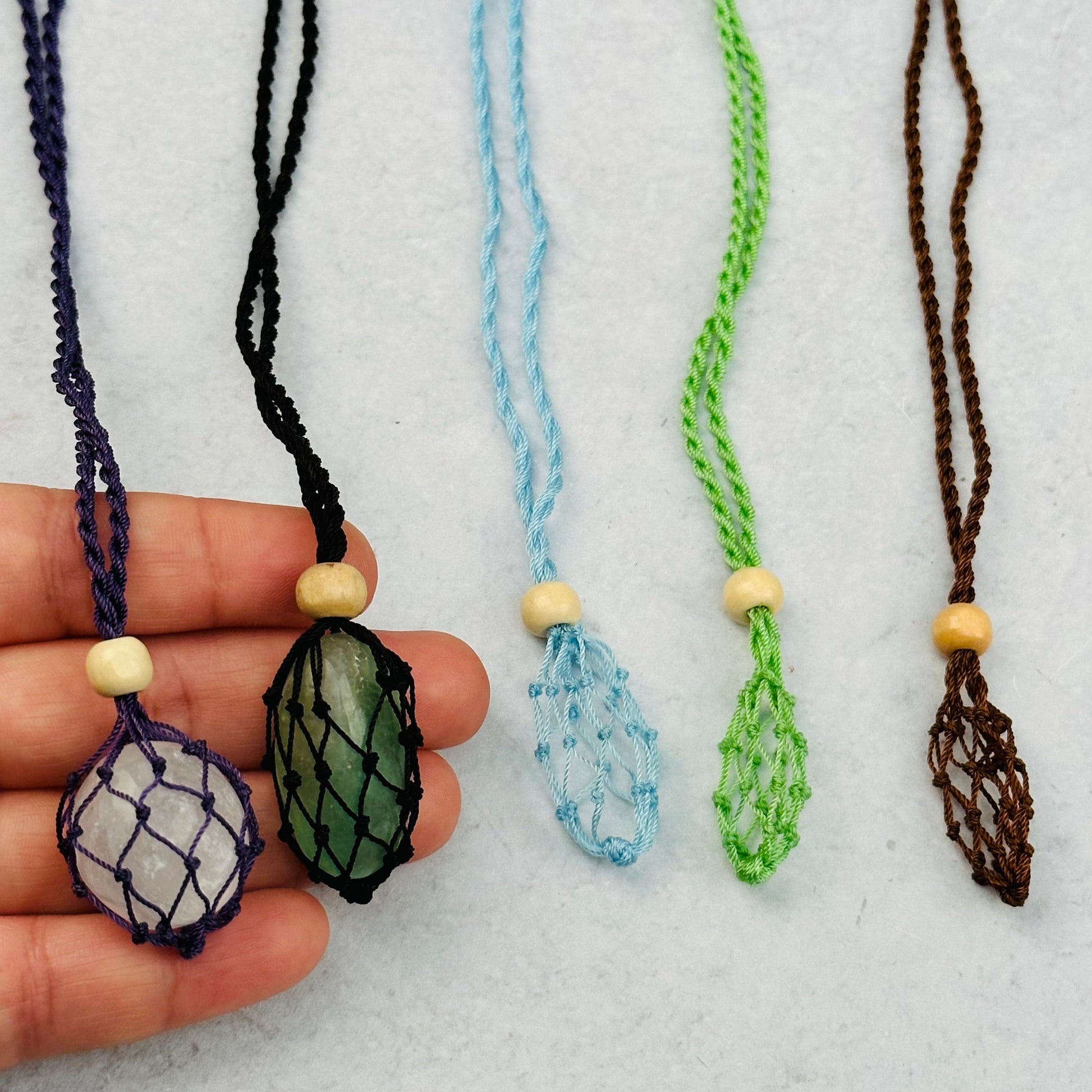 tumbled stones fit in the adjustable netting 