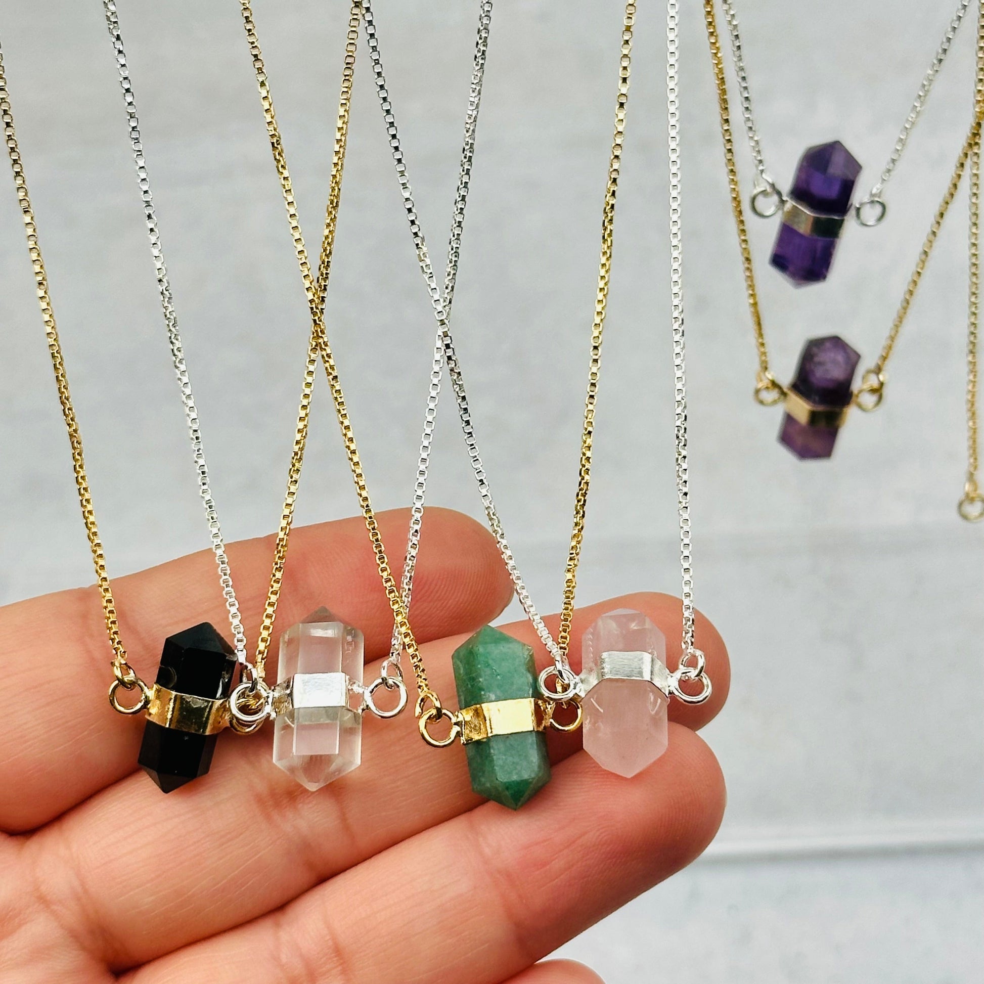 close up of the details on these necklaces 