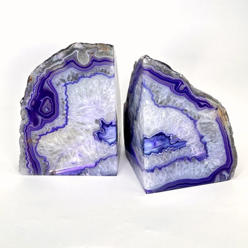 two pieces make up this set of purple dyed bookends 