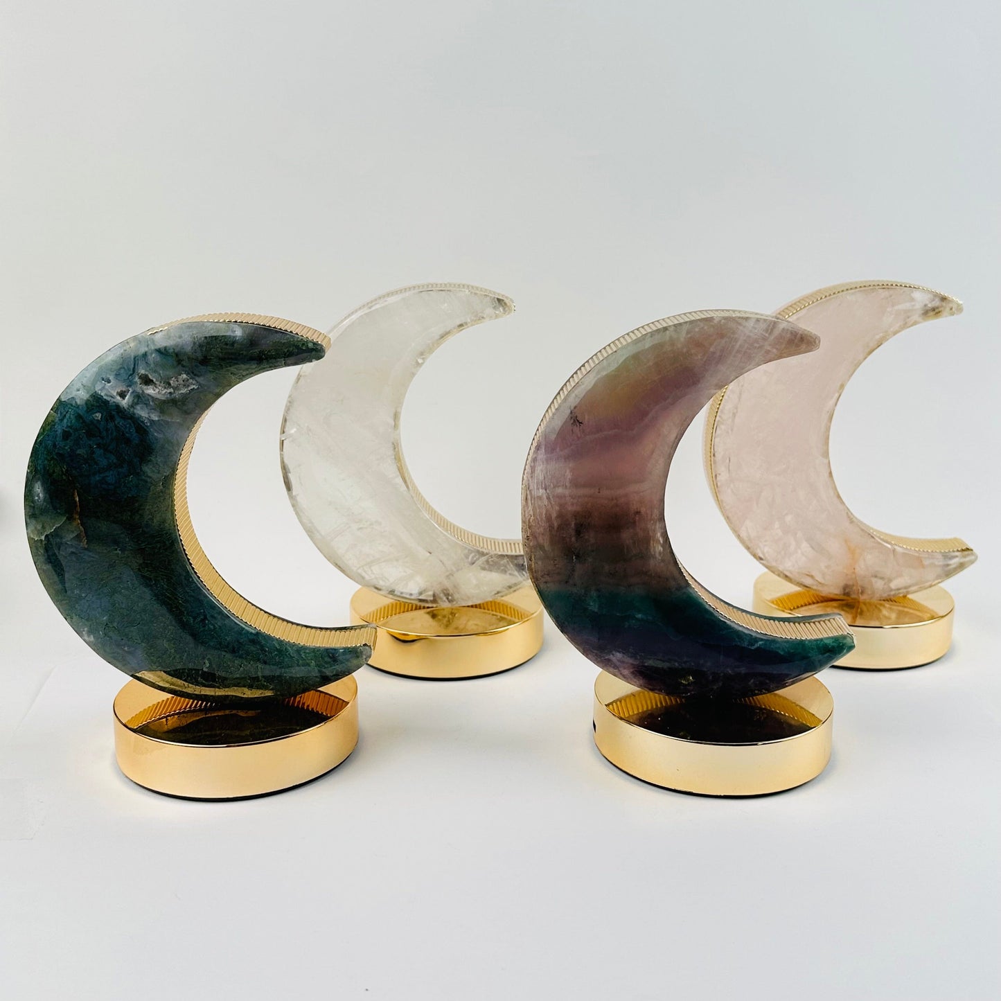Moon Crescent Crystal Lamp - You Select the Crystal Type