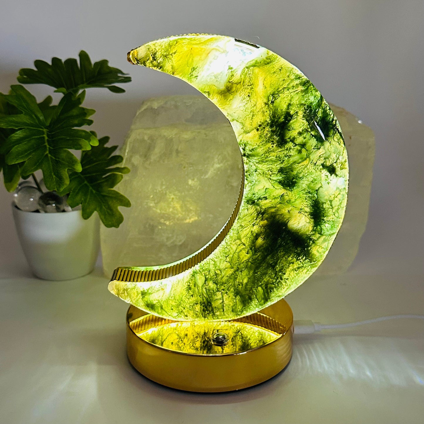 moss agate lamp displayed as home decor 