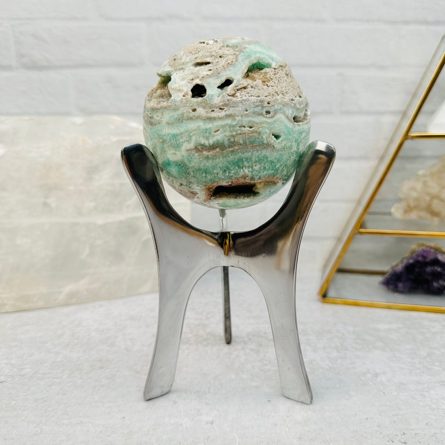 Crystal Tripod Stand displayed as home decor 