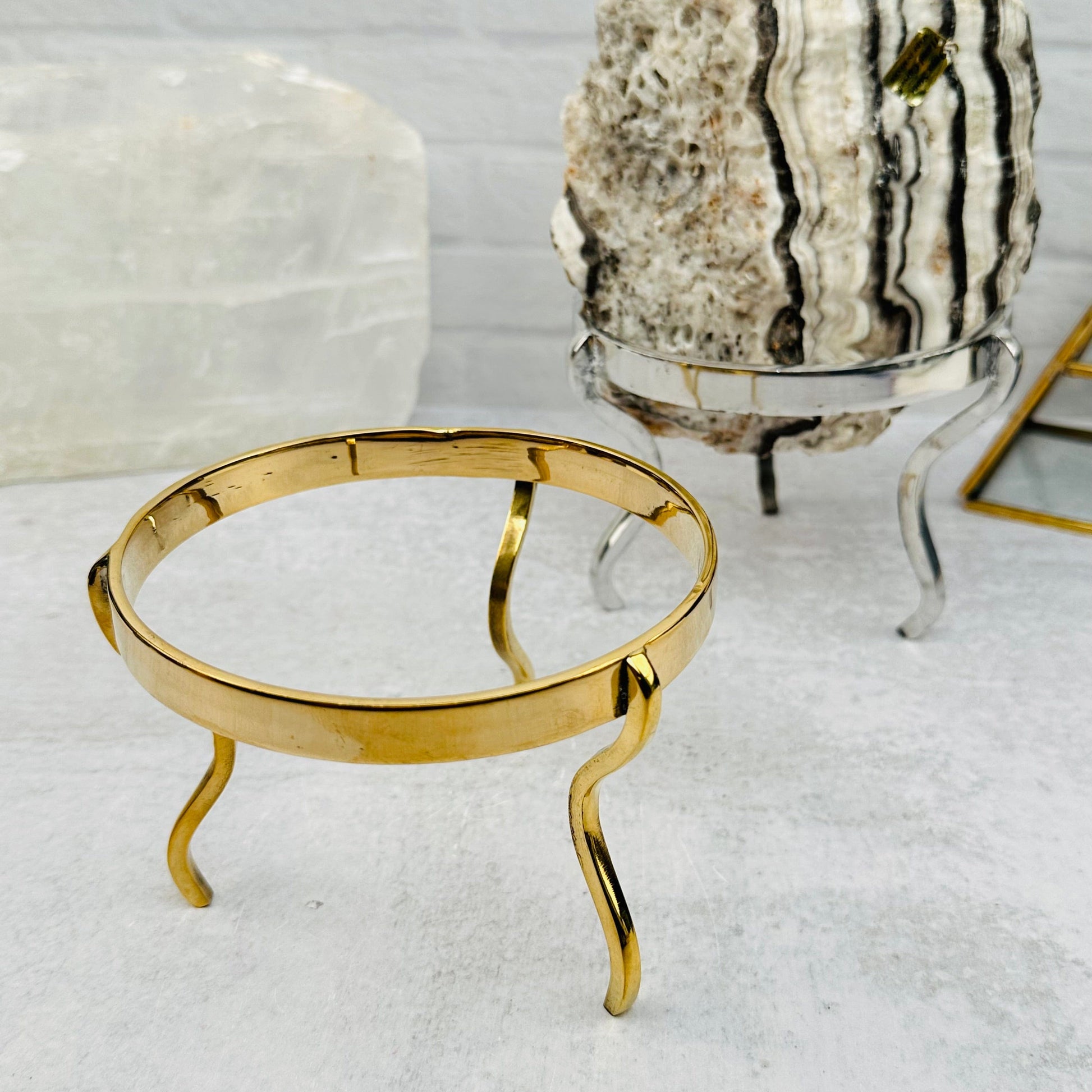 Crystal Stand Round Tripod displayed as home decor 